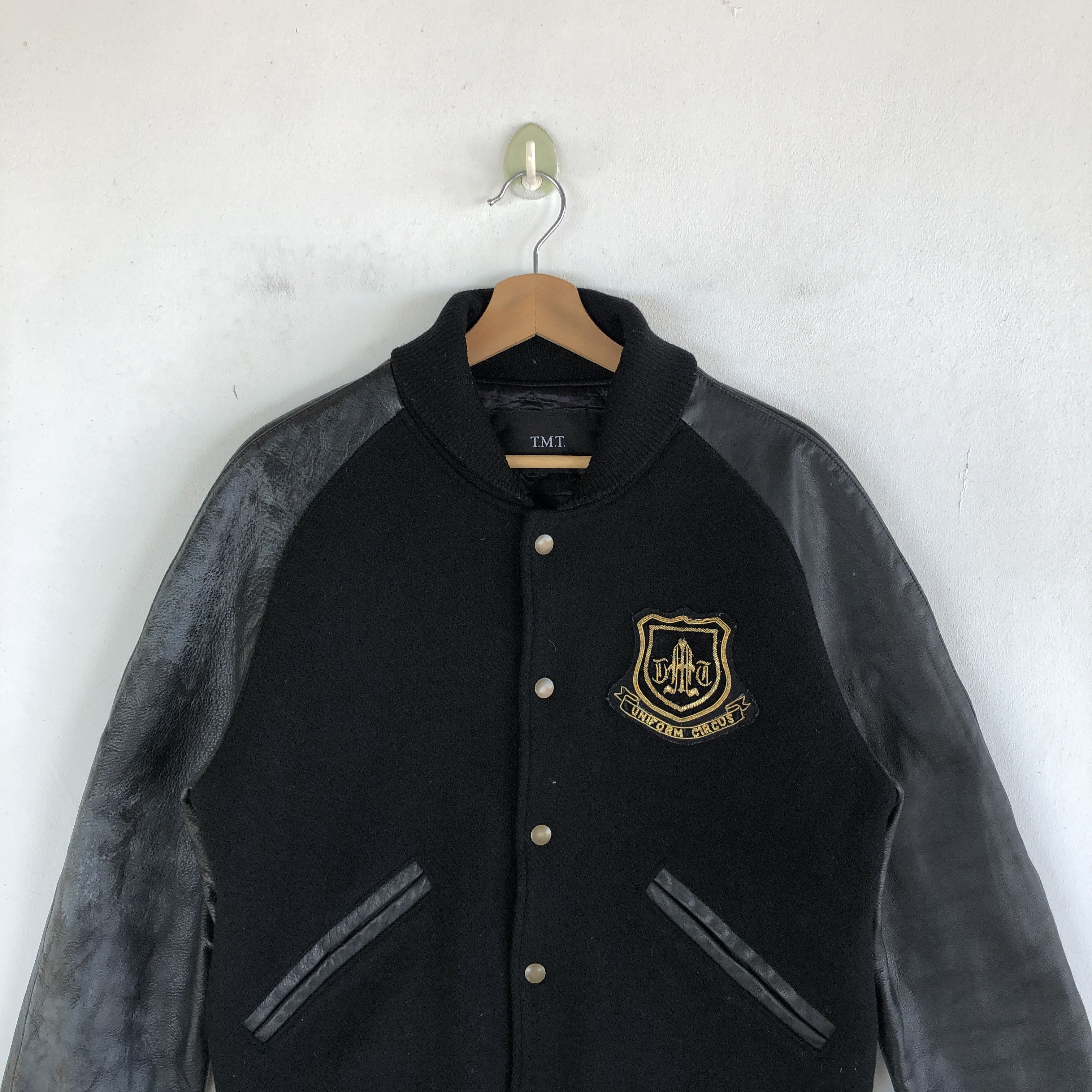 Japanese Brand × Vintage Vintage 90s TMT Leather Letterman Varsity Wool Jackets Size US M / EU 48-50 / 2 - 3 Thumbnail
