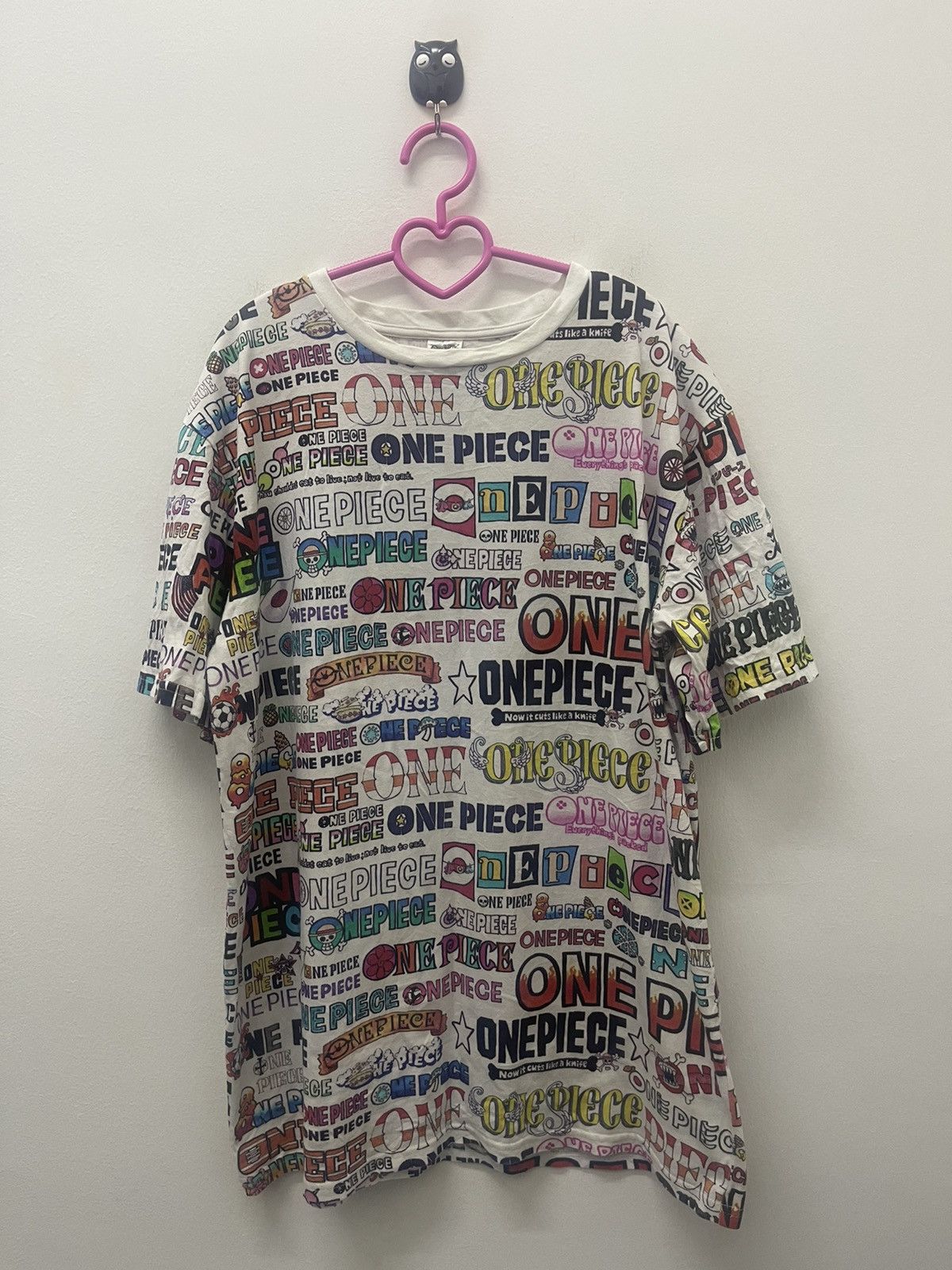 One Piece Rare Vintage ONE PIECE Spell Out Full All Over Print Tee Size US XL / EU 56 / 4 - 1 Thumbnail