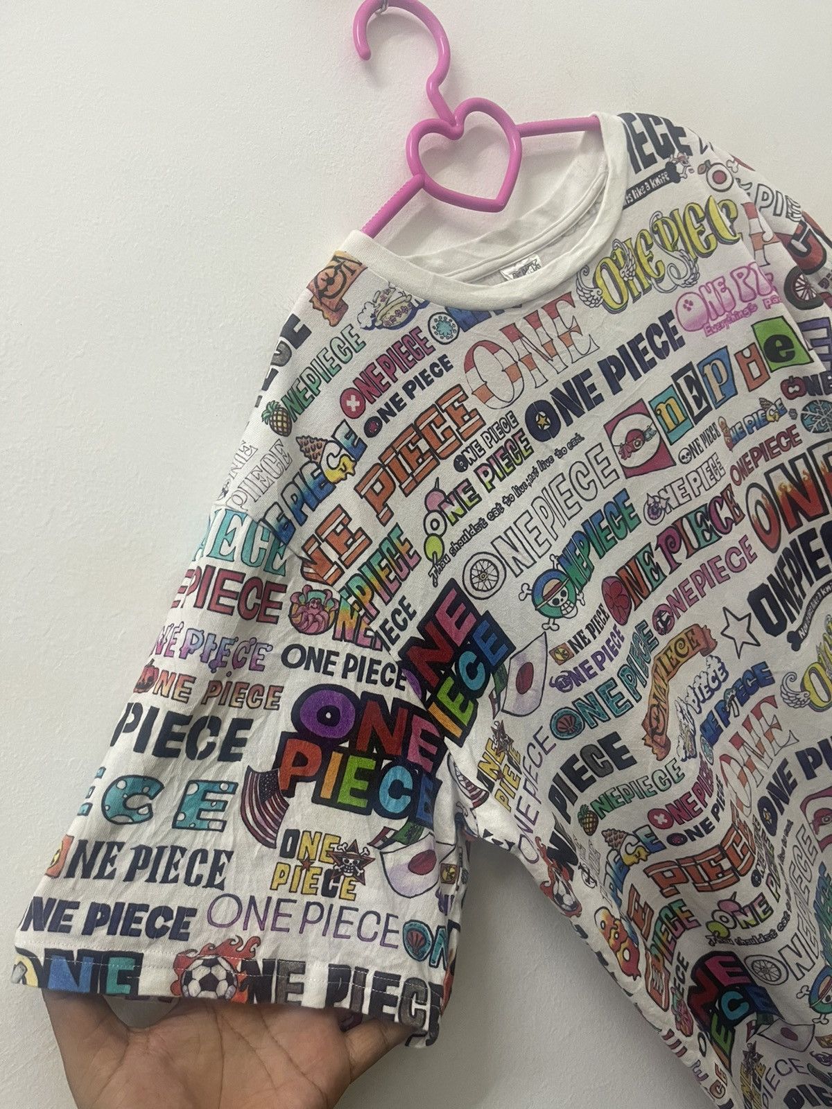 One Piece Rare Vintage ONE PIECE Spell Out Full All Over Print Tee Size US XL / EU 56 / 4 - 3 Thumbnail