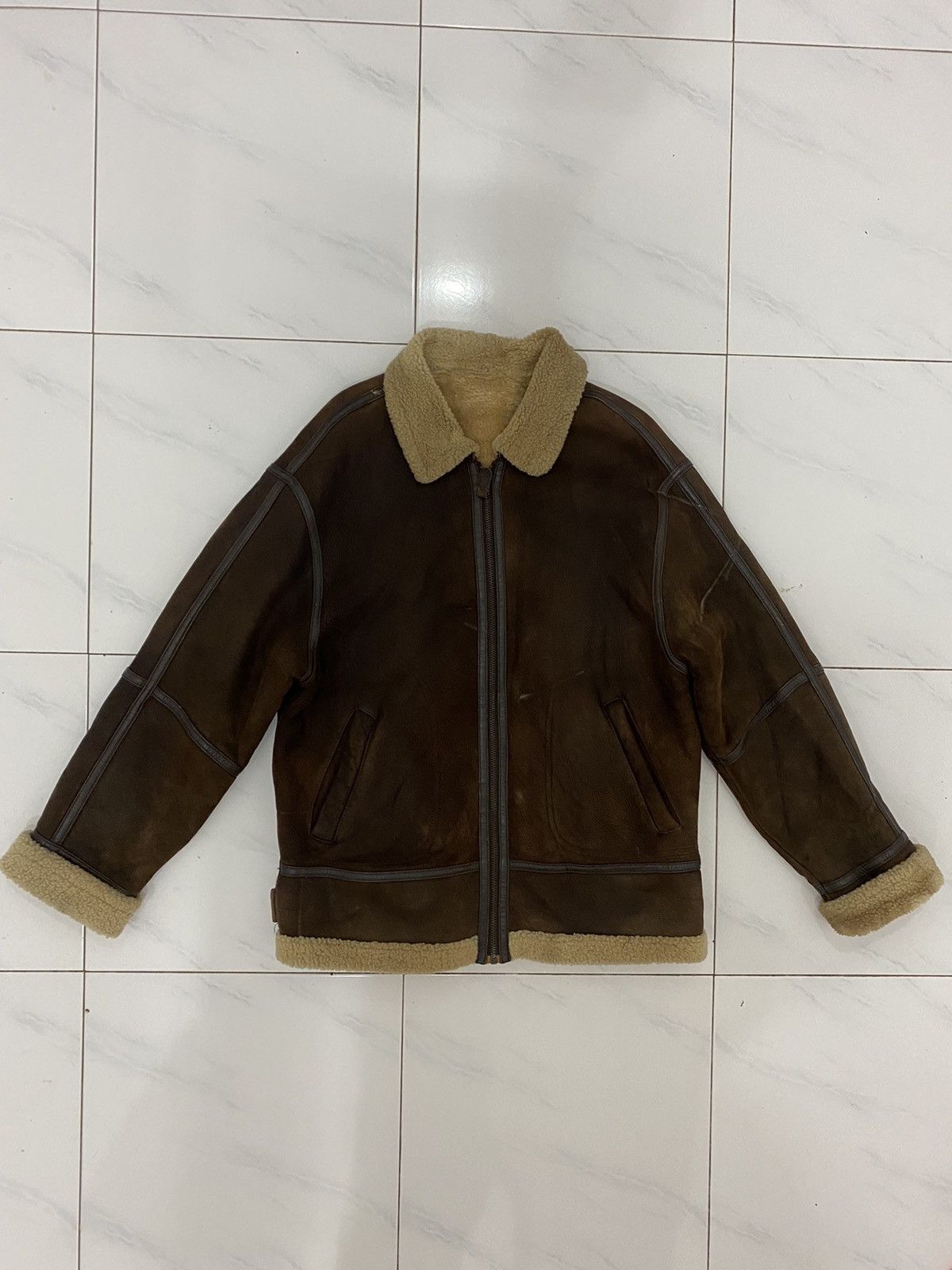 Japanese Brand VTG 90’s B-3 Indians Genuine Leather Shearling Jacket Size US L / EU 52-54 / 3 - 2 Thumbnail