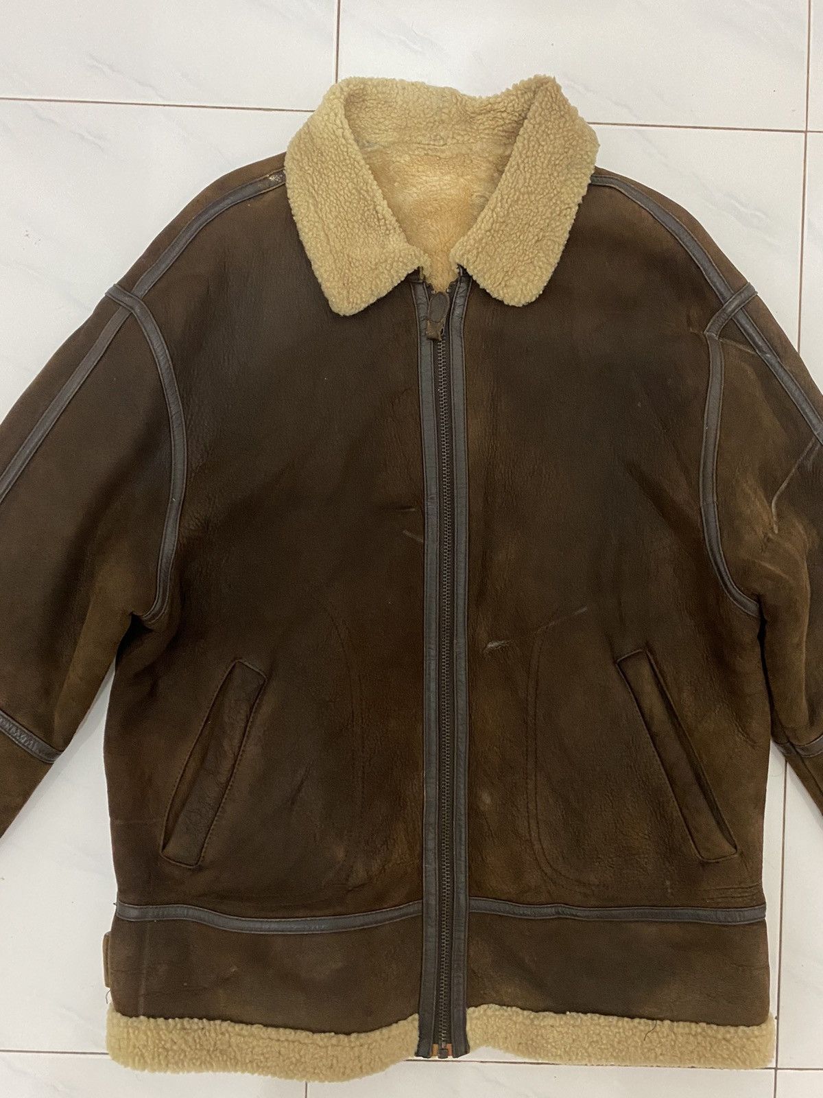 Japanese Brand VTG 90’s B-3 Indians Genuine Leather Shearling Jacket Size US L / EU 52-54 / 3 - 5 Thumbnail