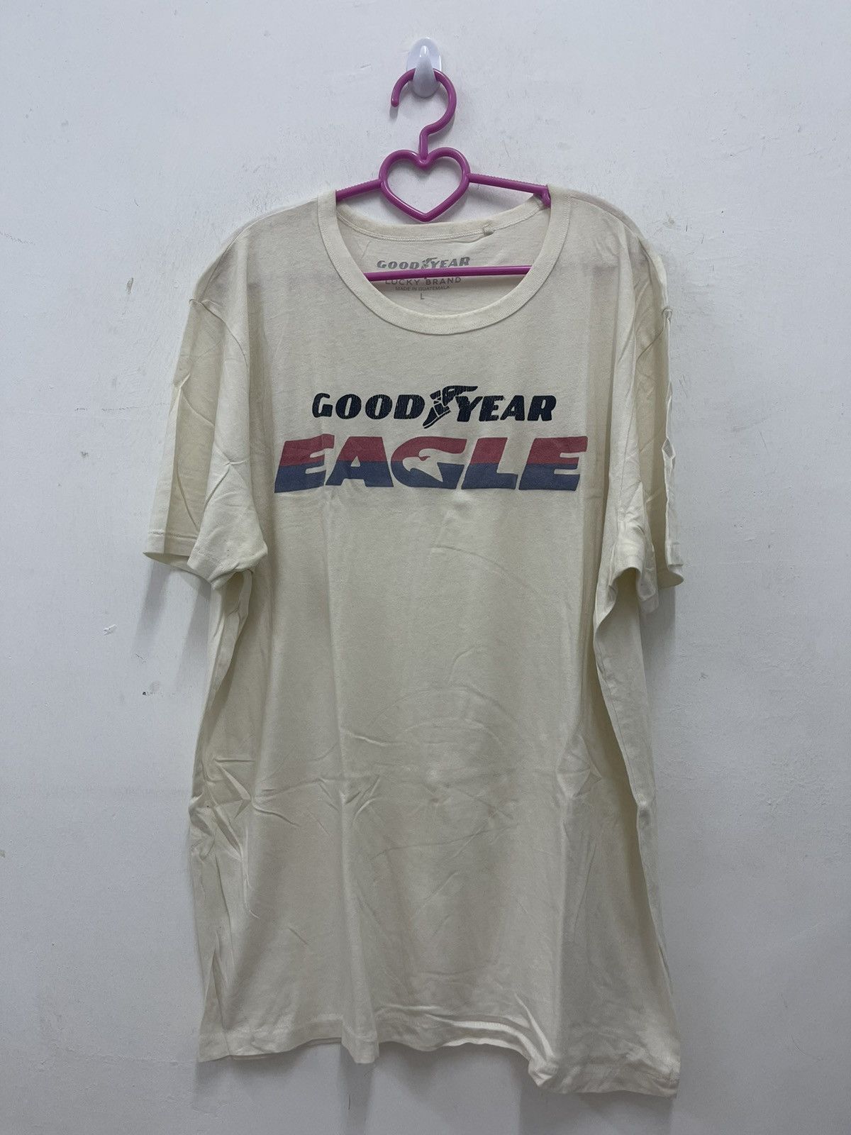 image of Goodyear Eagle Spell Out Racing Tee in White, Men's (Size Large)