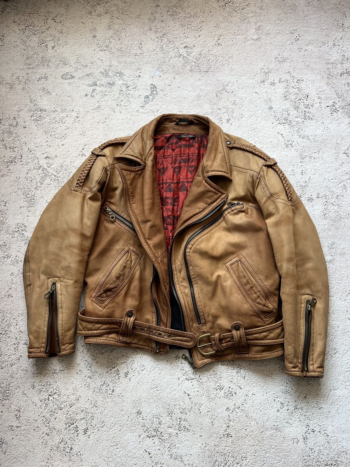 Dainese Italy Vintage Leather Biker Jacket Racing (50)