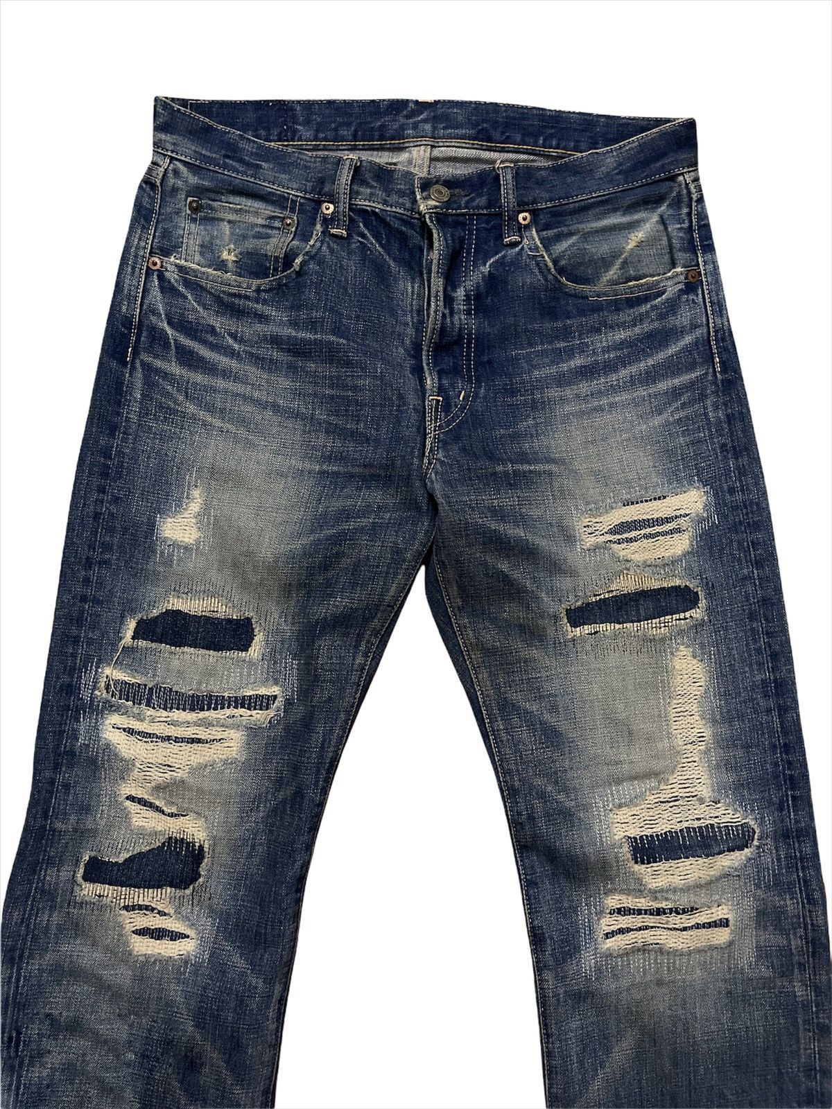 Kapital × Spellbound Spellbound Distressed Denim Jeans Size US 32 / EU 48 - 2 Thumbnail