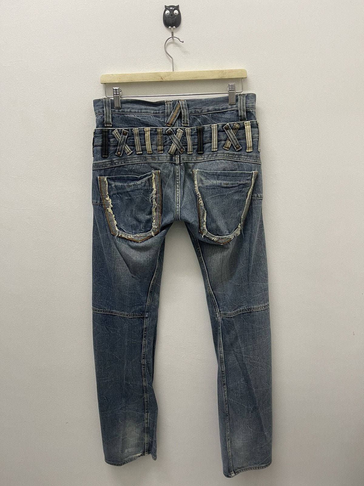 image of Vintage Dominate Handcrafted Jeans Double Waist in Blue Distressed, Men's (Size 30)