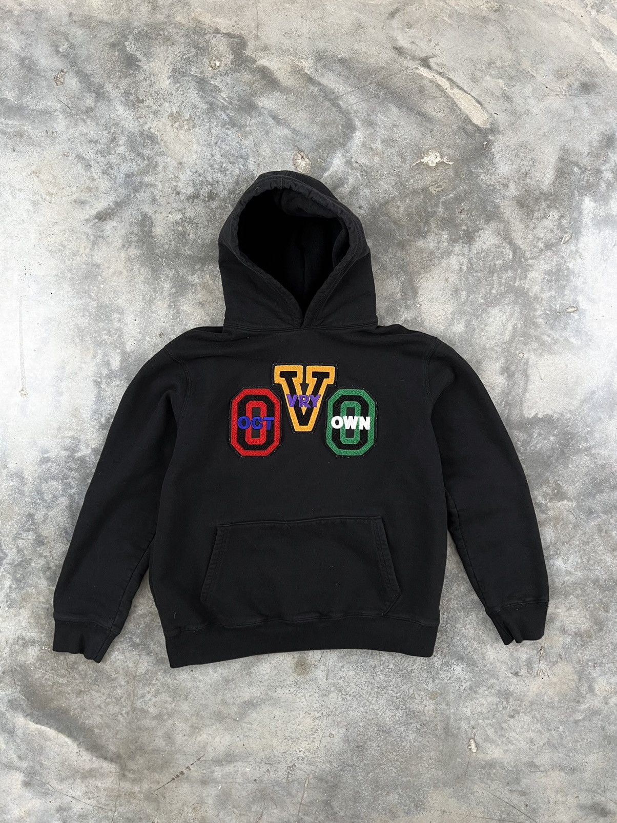 image of Drake Chenille Ovo Patch Logo Hoodie XL in Black, Men's