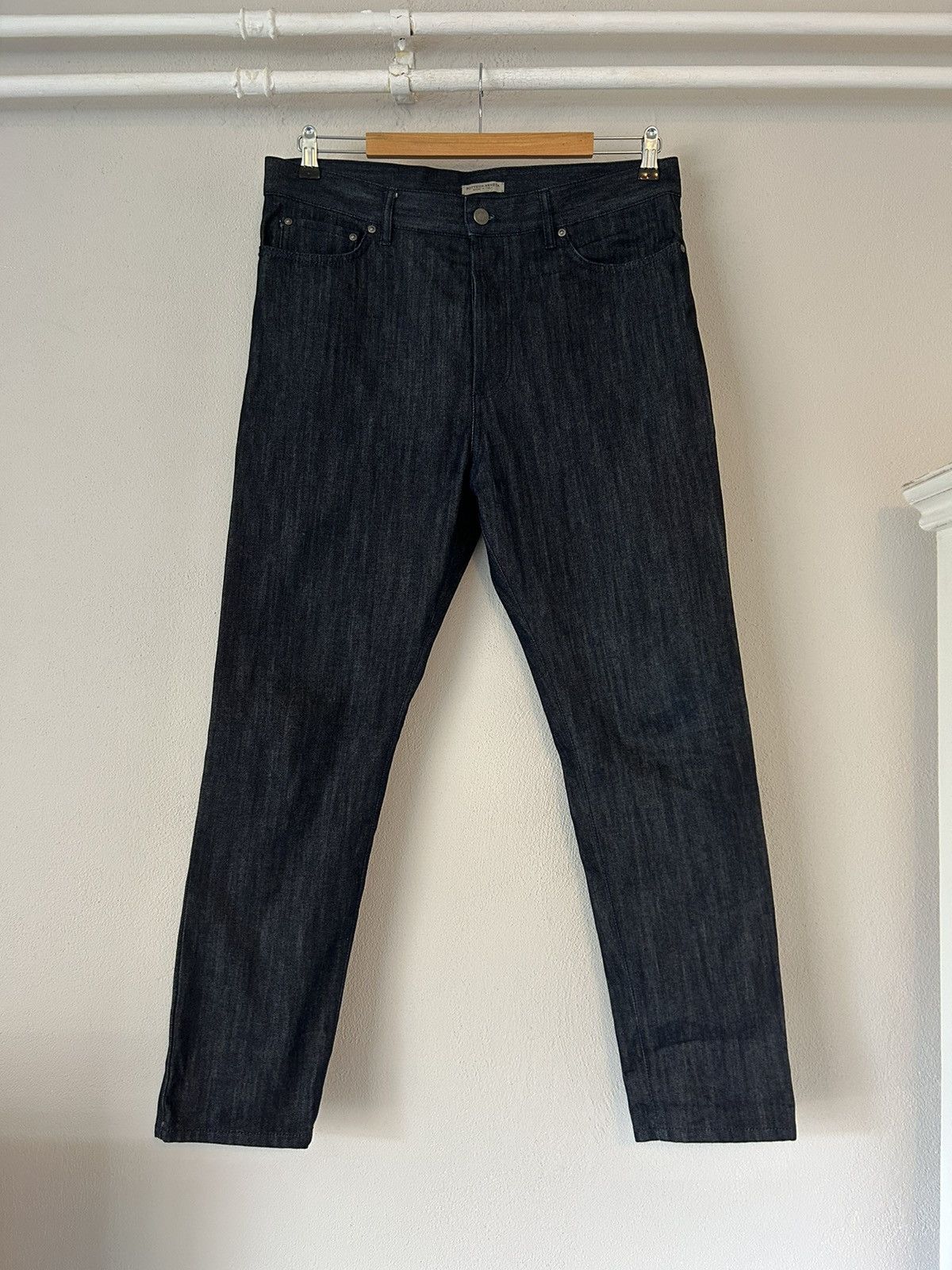 image of Bottega Veneta Indigo Blue Denim Jeans With Butterfly Embroidery, Men's (Size 34)
