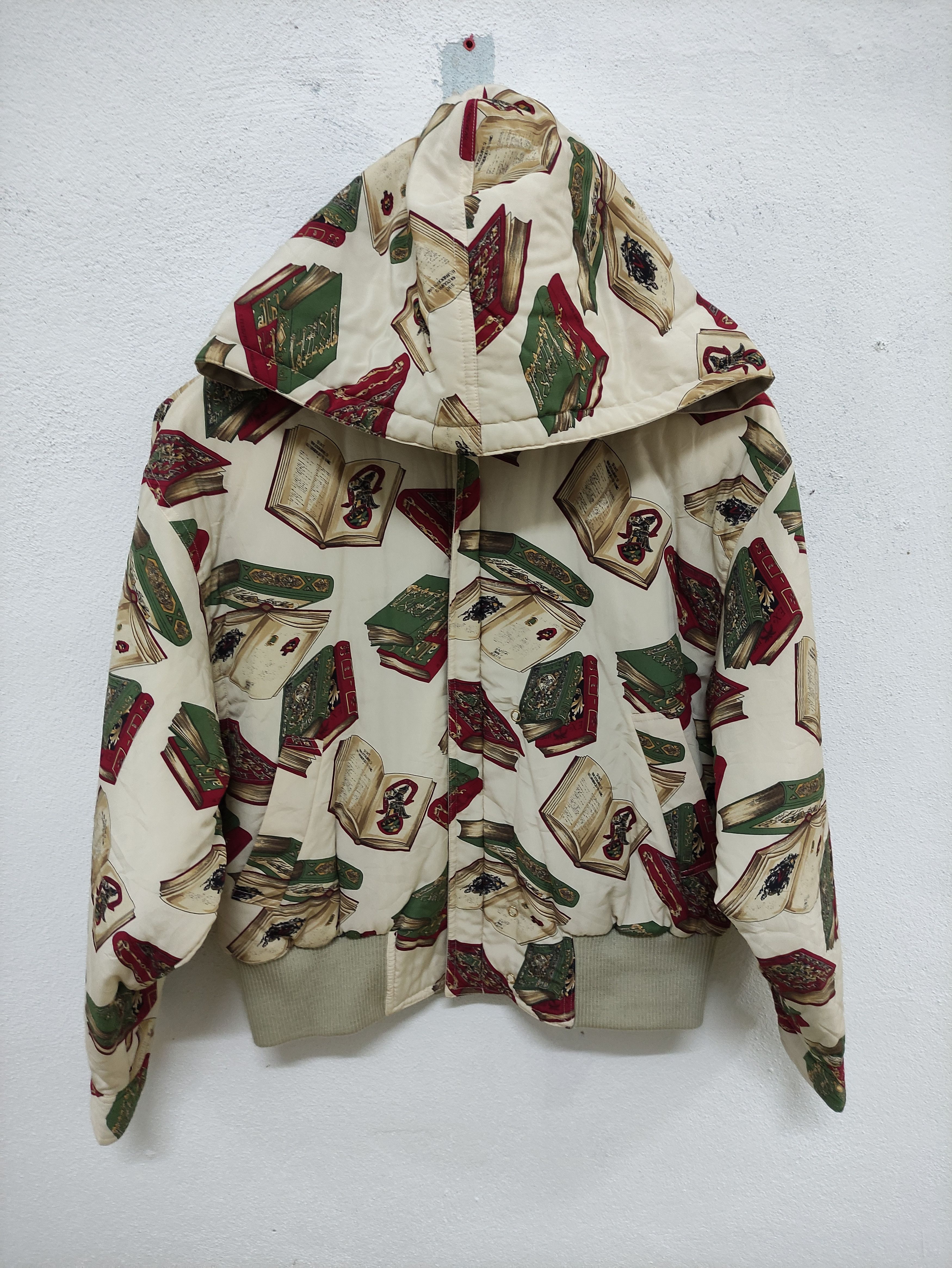 Vintage Vintage Baiou Book Full Print Reversible Bomber Jacket Size M / US 6-8 / IT 42-44 - 1 Thumbnail
