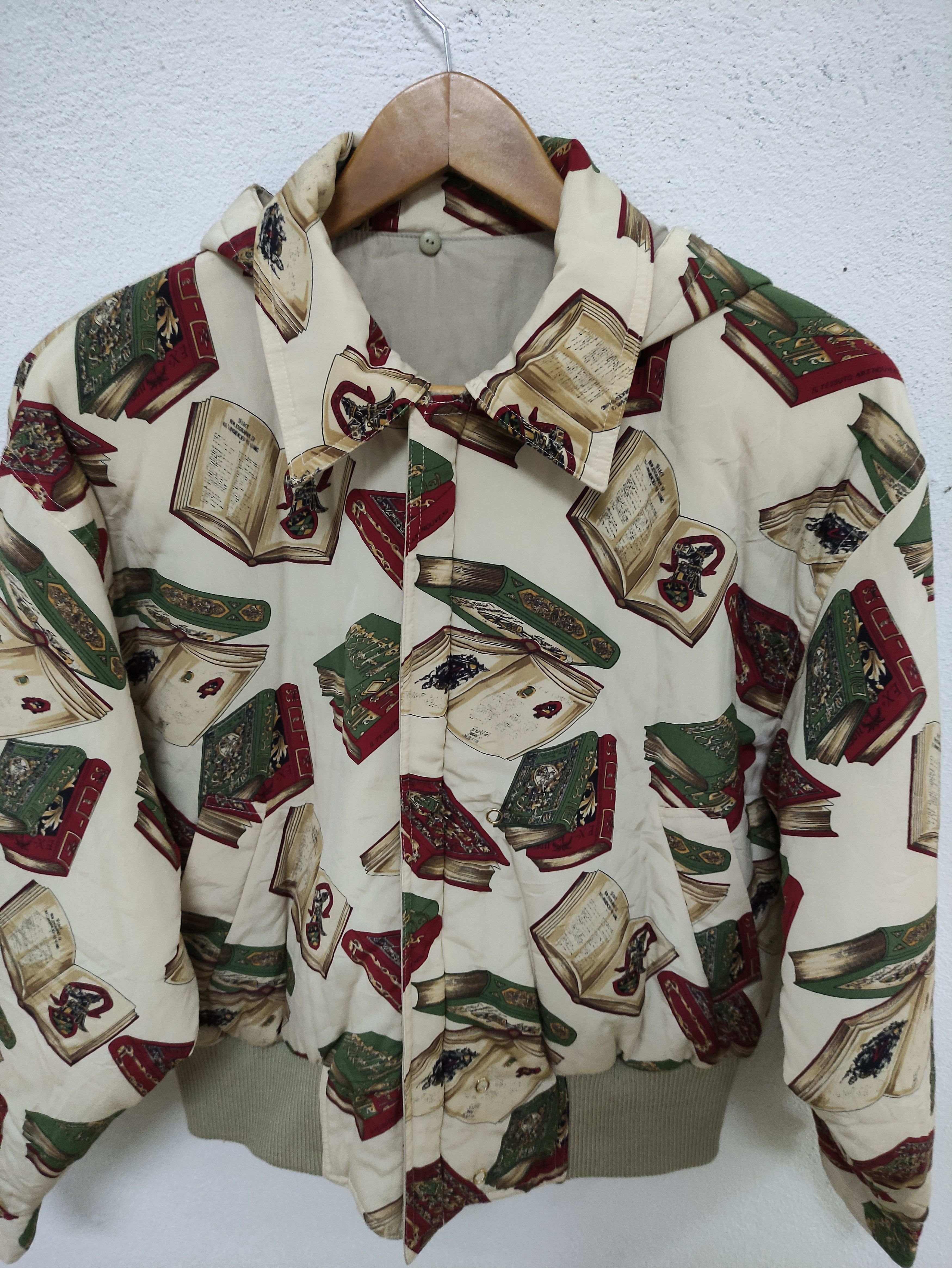 Vintage Vintage Baiou Book Full Print Reversible Bomber Jacket Size M / US 6-8 / IT 42-44 - 3 Thumbnail