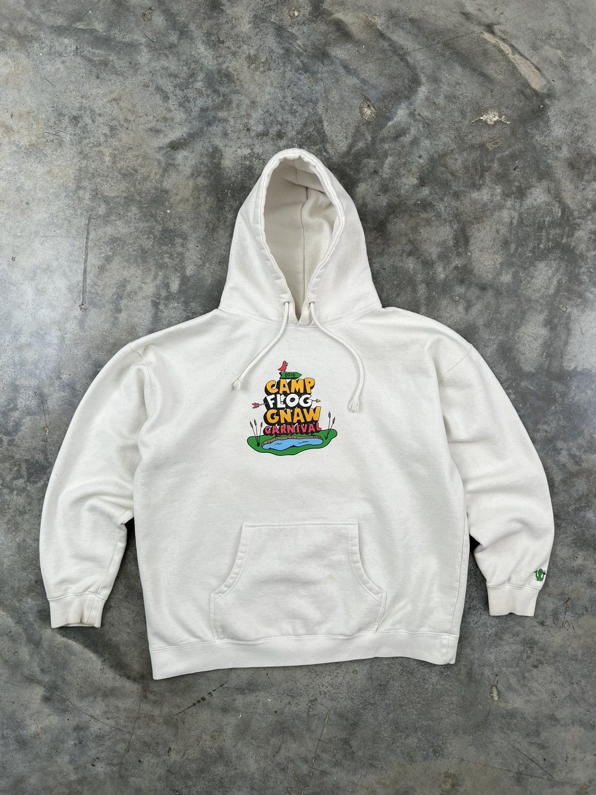 Image of Golf Wang 2016 Camp Flog Gnaw Carnival White Logo Hoodie , Men's (Size 2XL)