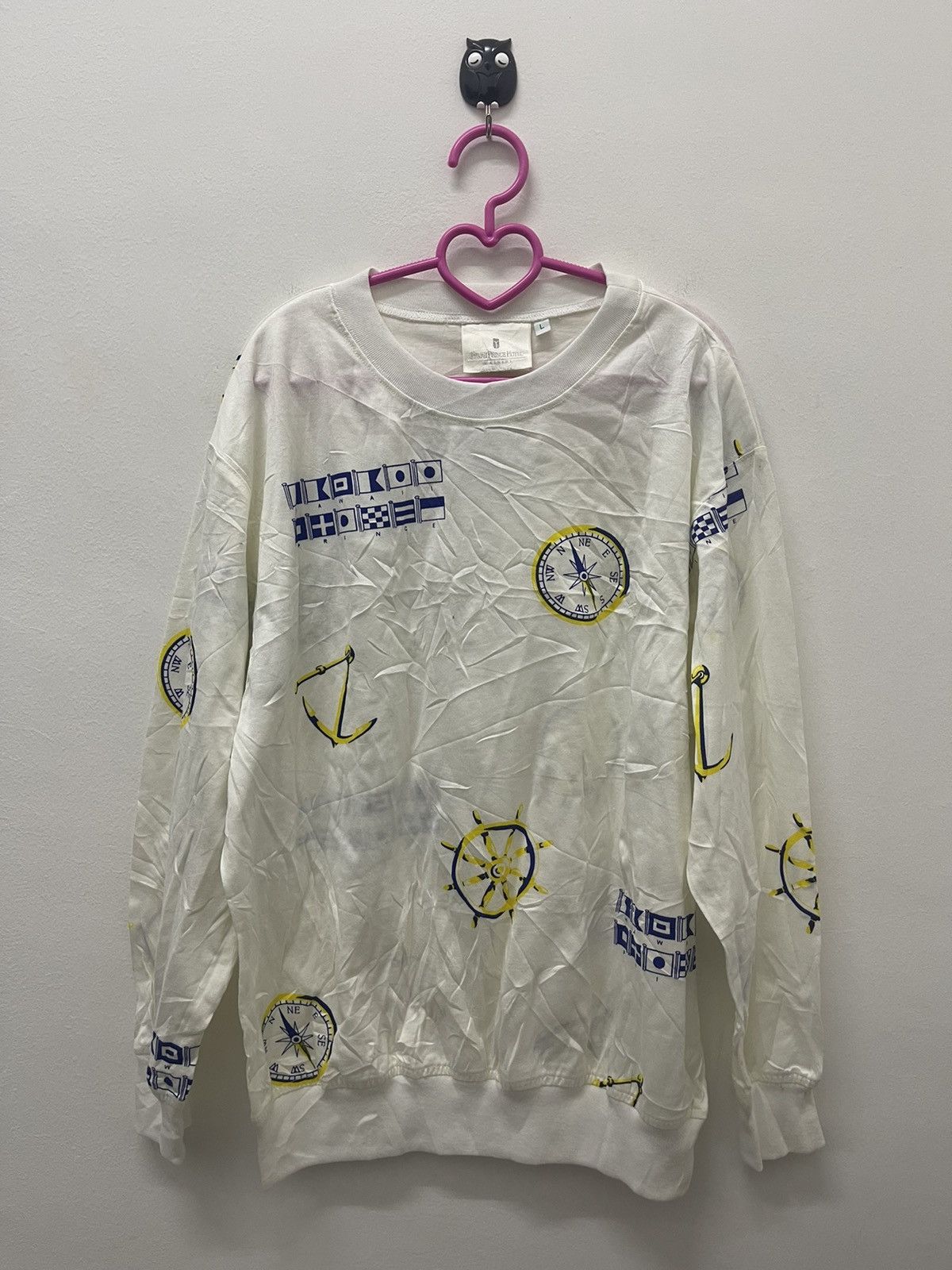 image of Hawaiian Shirt x Made In USA Vintage Hawaii Prince Waikiki Full All Over Print in White (Size Large