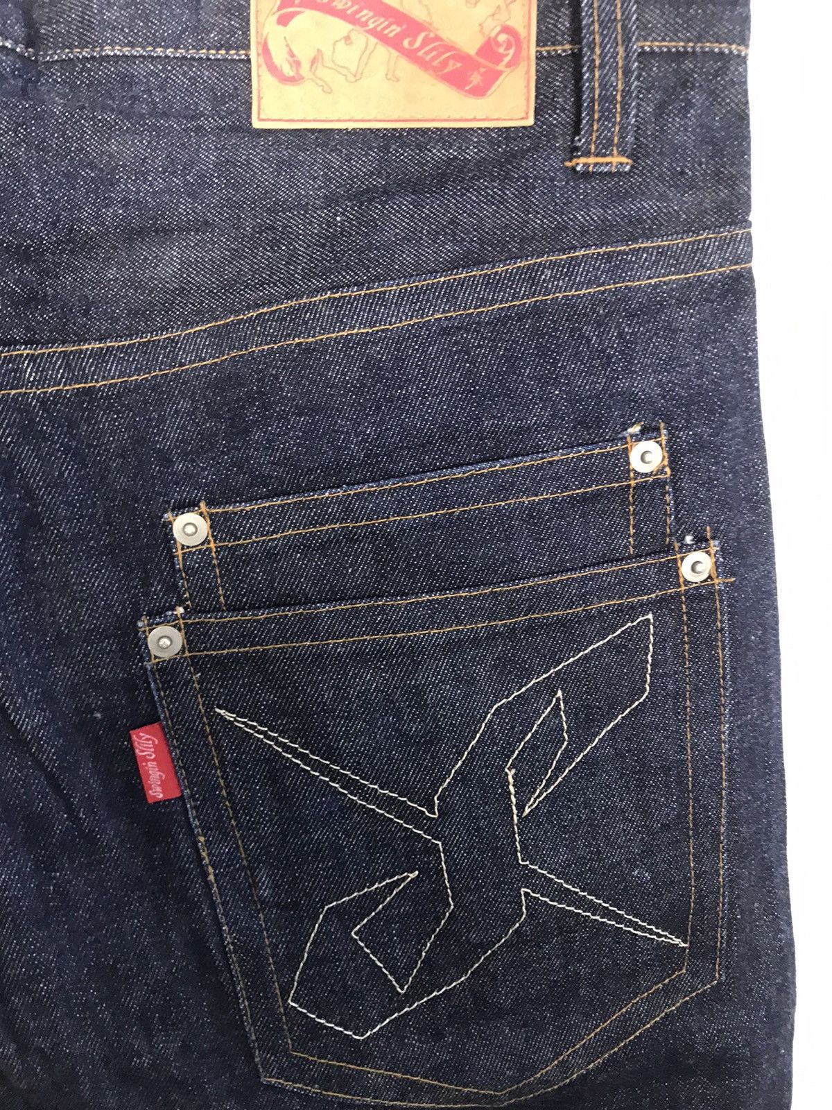 Japanese Brand Swinggin Slily Indigo Denim Buttonfly Straight Cut Selvedge Size US 35 - 6 Thumbnail