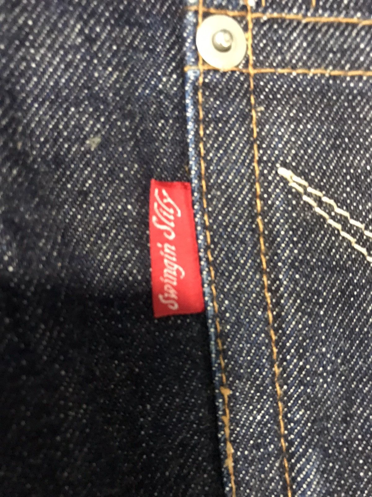 Japanese Brand Swinggin Slily Indigo Denim Buttonfly Straight Cut Selvedge Size US 35 - 9 Thumbnail
