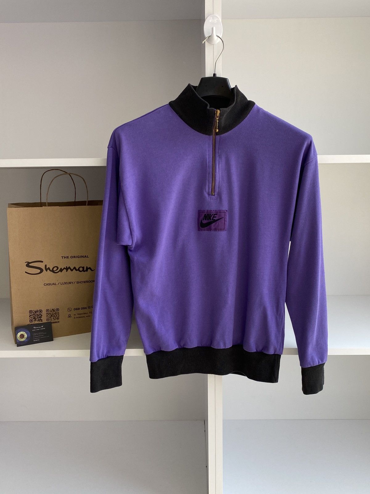 Nike × Vintage 90s Nike vintage sweatshirt Purple black Size S / US 4 / IT 40 - 2 Thumbnail