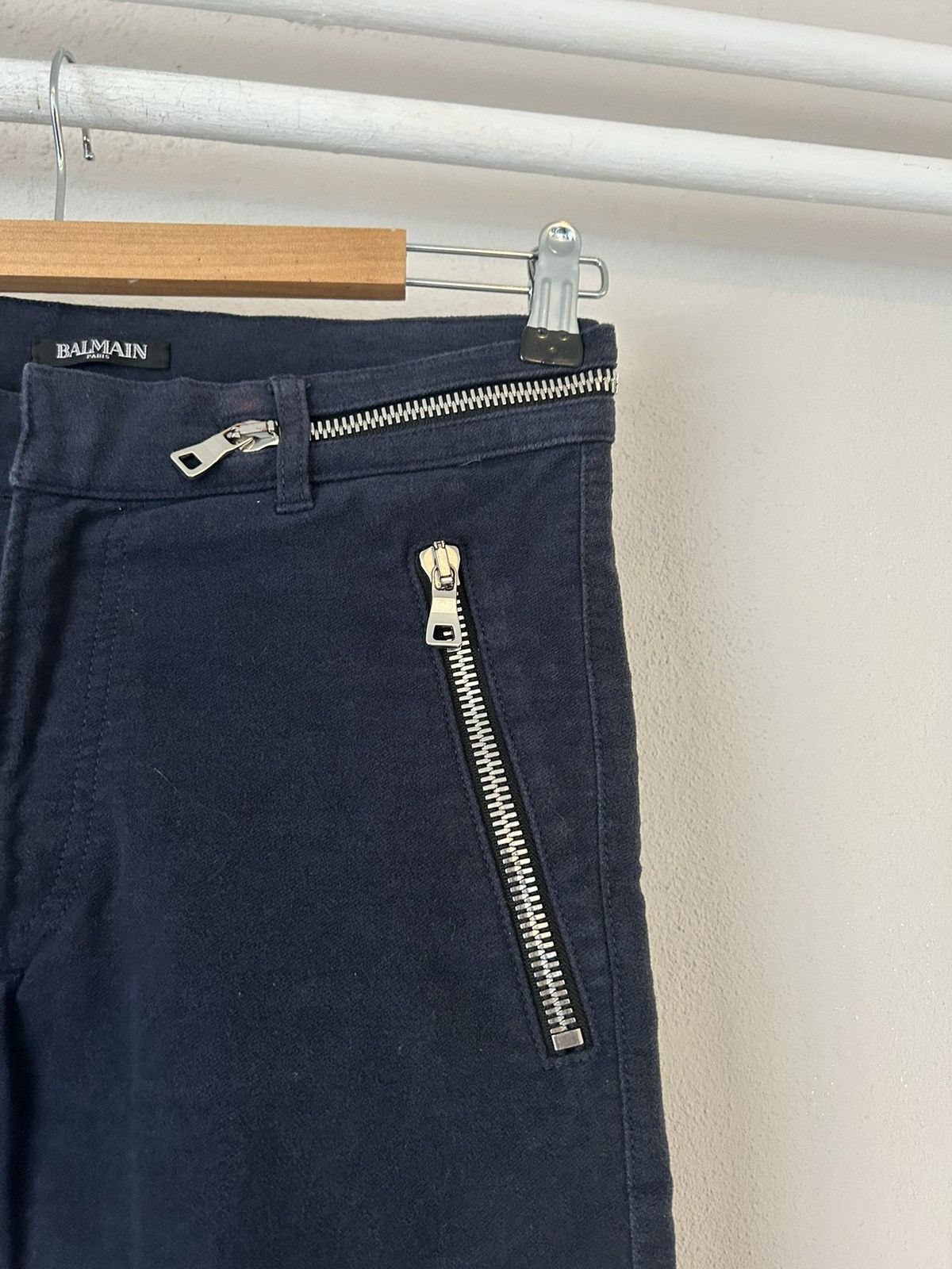 Balmain Navy Zipper Biker Pants Size US 30 / EU 46 - 3 Thumbnail