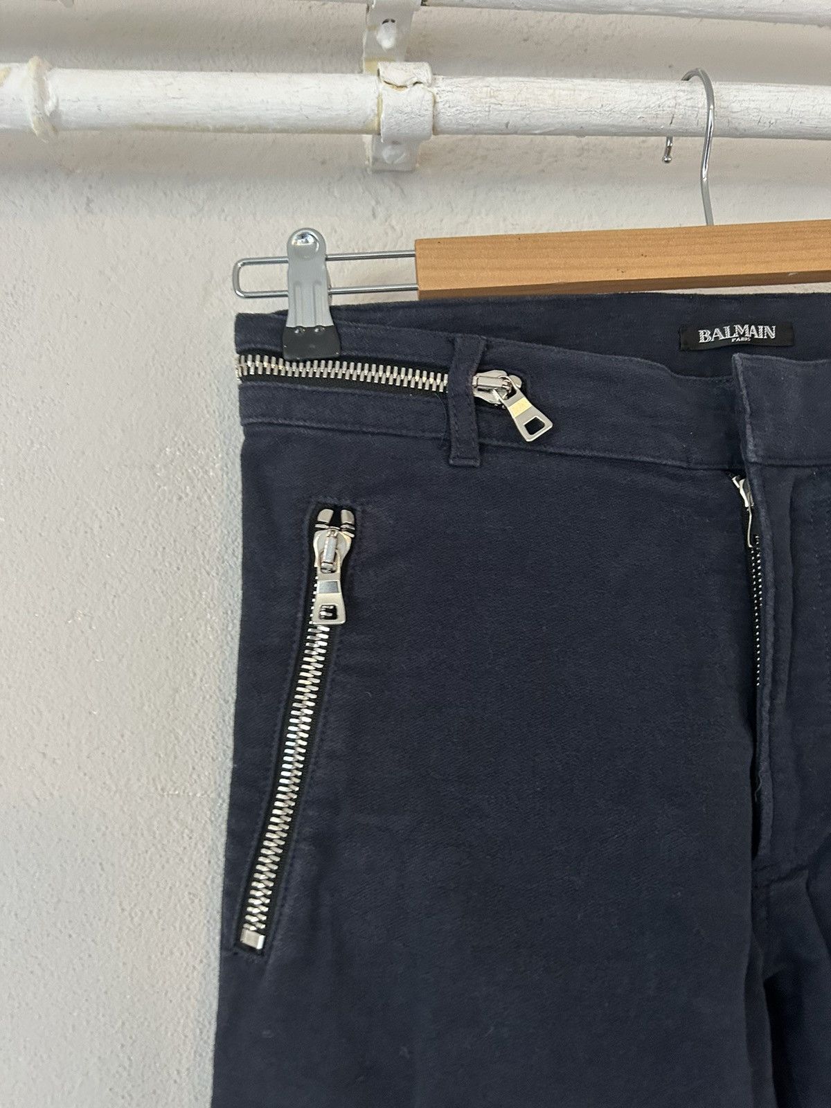Balmain Navy Zipper Biker Pants Size US 30 / EU 46 - 2 Thumbnail