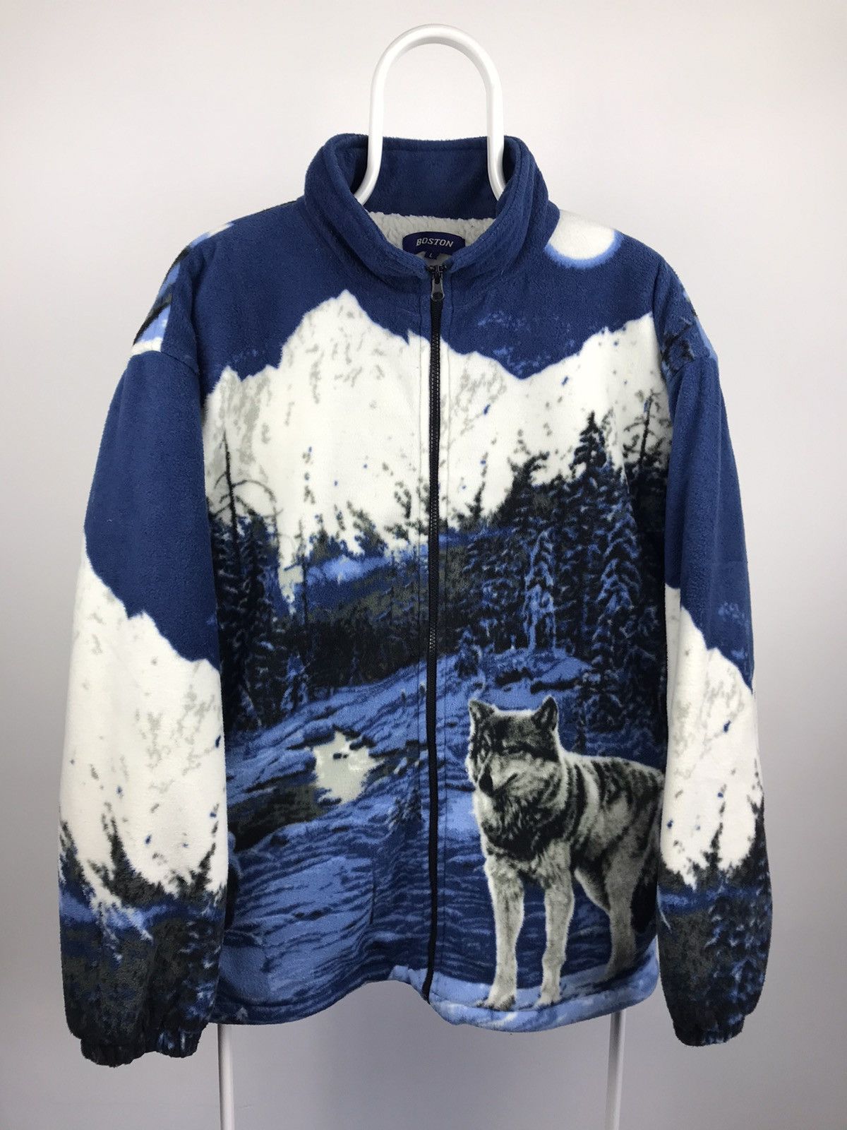Vintage Vintage Woolf Full Printed Fleece Jacket Boston Size US L / EU 52-54 / 3 - 2 Thumbnail