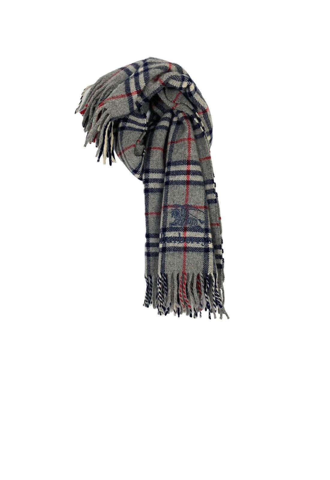 Burberry Rare Vtg Burberrys Wool Scarf Novacheck Embroidery Big Logo Size ONE SIZE - 1 Thumbnail