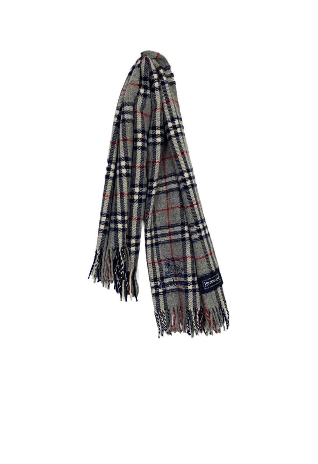 Burberry Rare Vtg Burberrys Wool Scarf Novacheck Embroidery Big Logo Size ONE SIZE - 2 Thumbnail