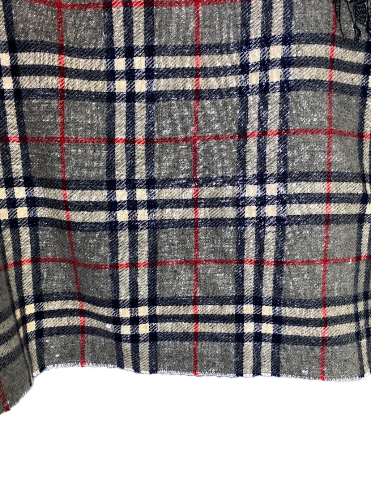 Burberry Rare Vtg Burberrys Wool Scarf Novacheck Embroidery Big Logo Size ONE SIZE - 8 Thumbnail