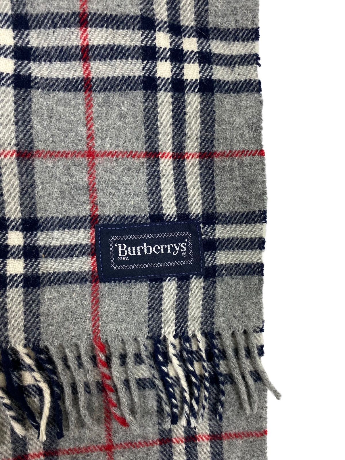Burberry Rare Vtg Burberrys Wool Scarf Novacheck Embroidery Big Logo Size ONE SIZE - 4 Thumbnail