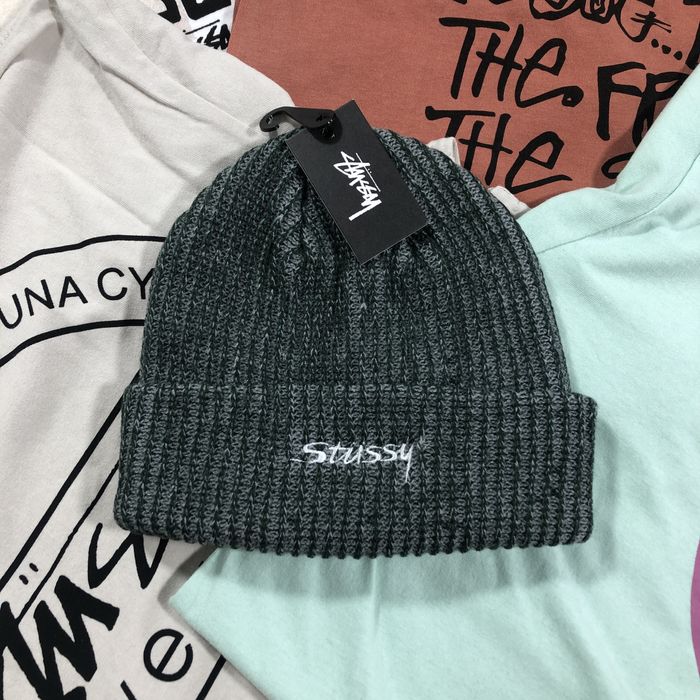 Stussy RARE 2 VERTICAL TONE KNIT BEANIE HAT GREEN | Grailed