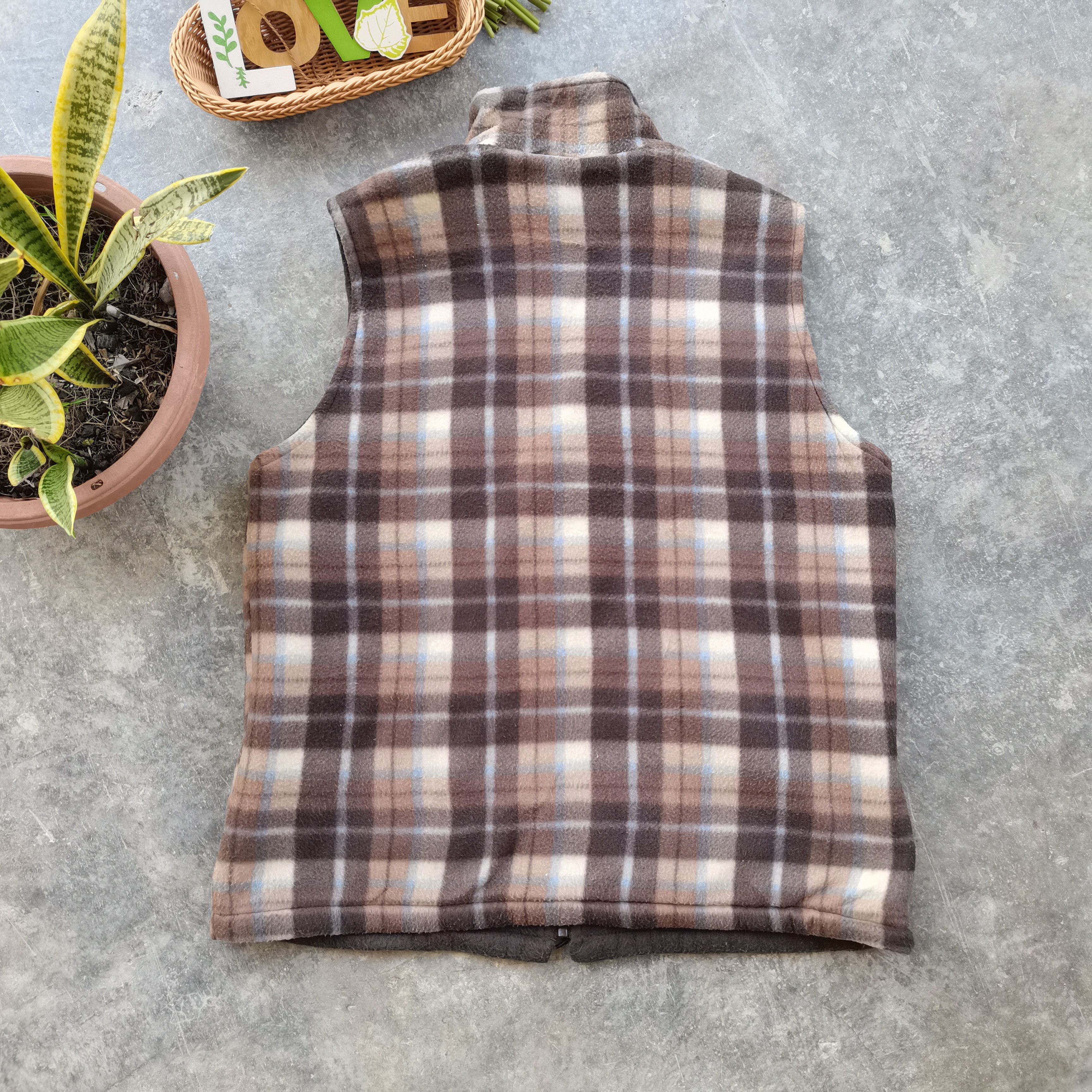 Japanese Brand × Vintage Japanese Brand Plaid Fleece Riversible Vest Size US XL / EU 56 / 4 - 5 Thumbnail