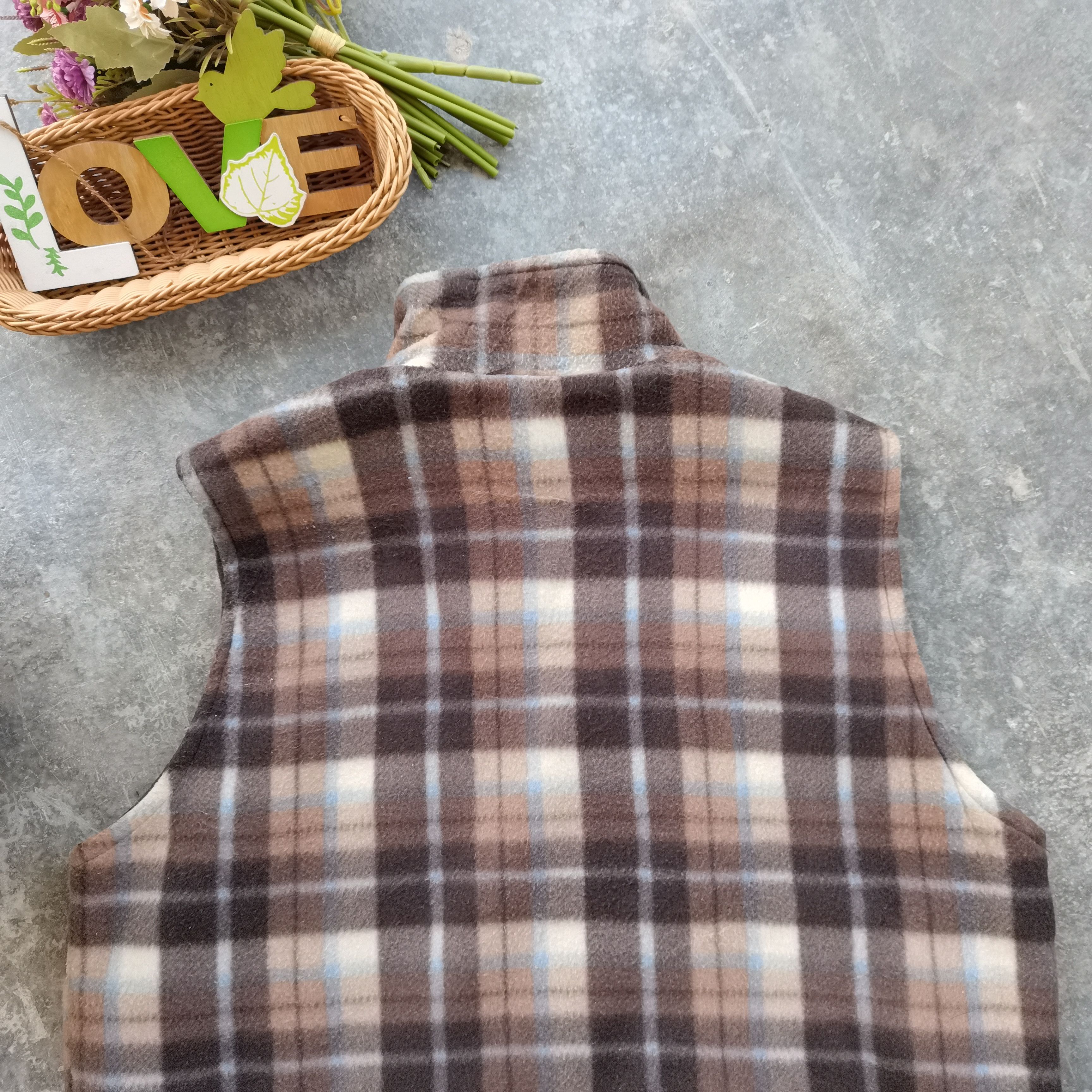 Japanese Brand × Vintage Japanese Brand Plaid Fleece Riversible Vest Size US XL / EU 56 / 4 - 6 Thumbnail