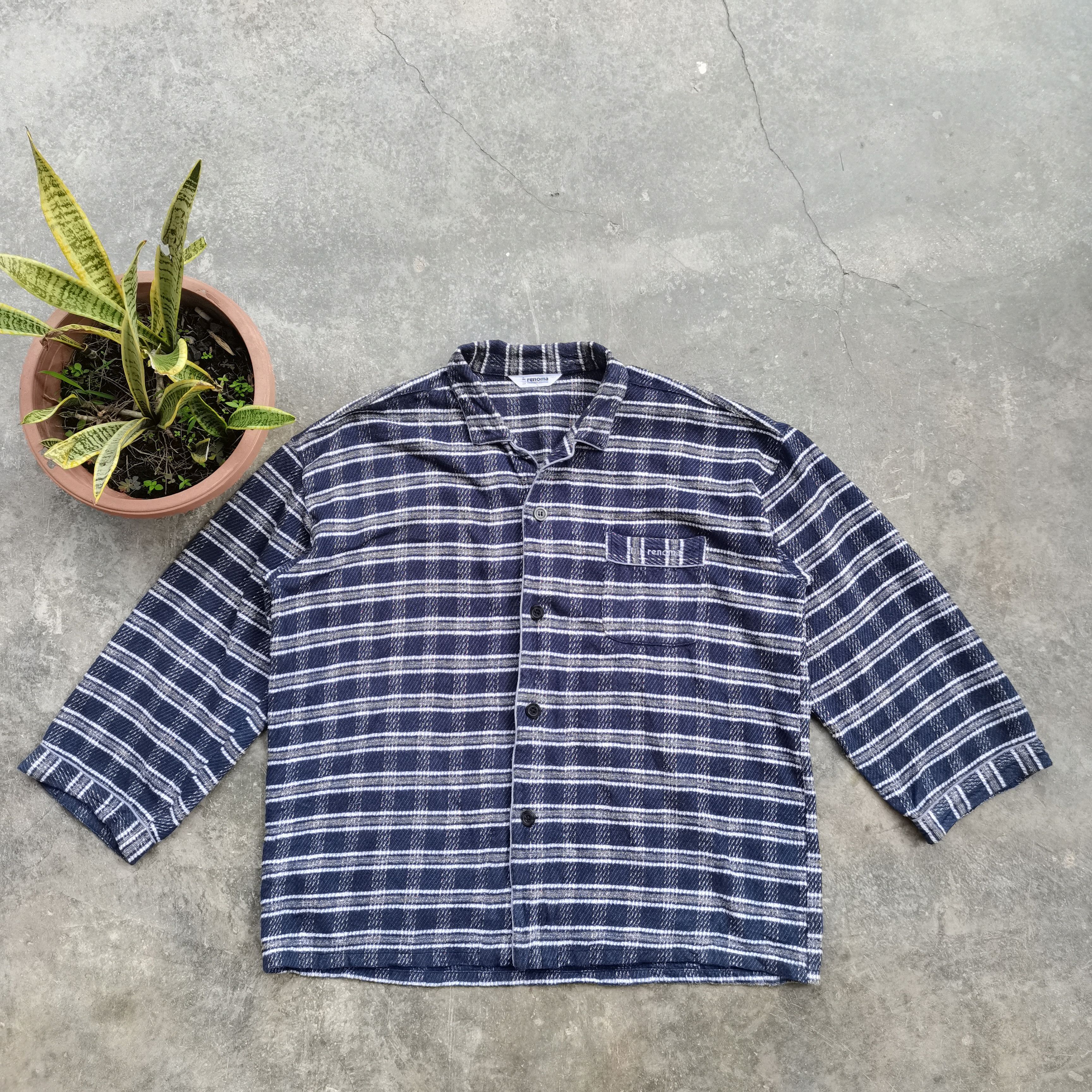 Homespun Knitwear × Renoma × Vintage Vintage RENOMA Plaid Stripes Button Up Knitwear Size US XXL / EU 58 / 5 - 1 Thumbnail