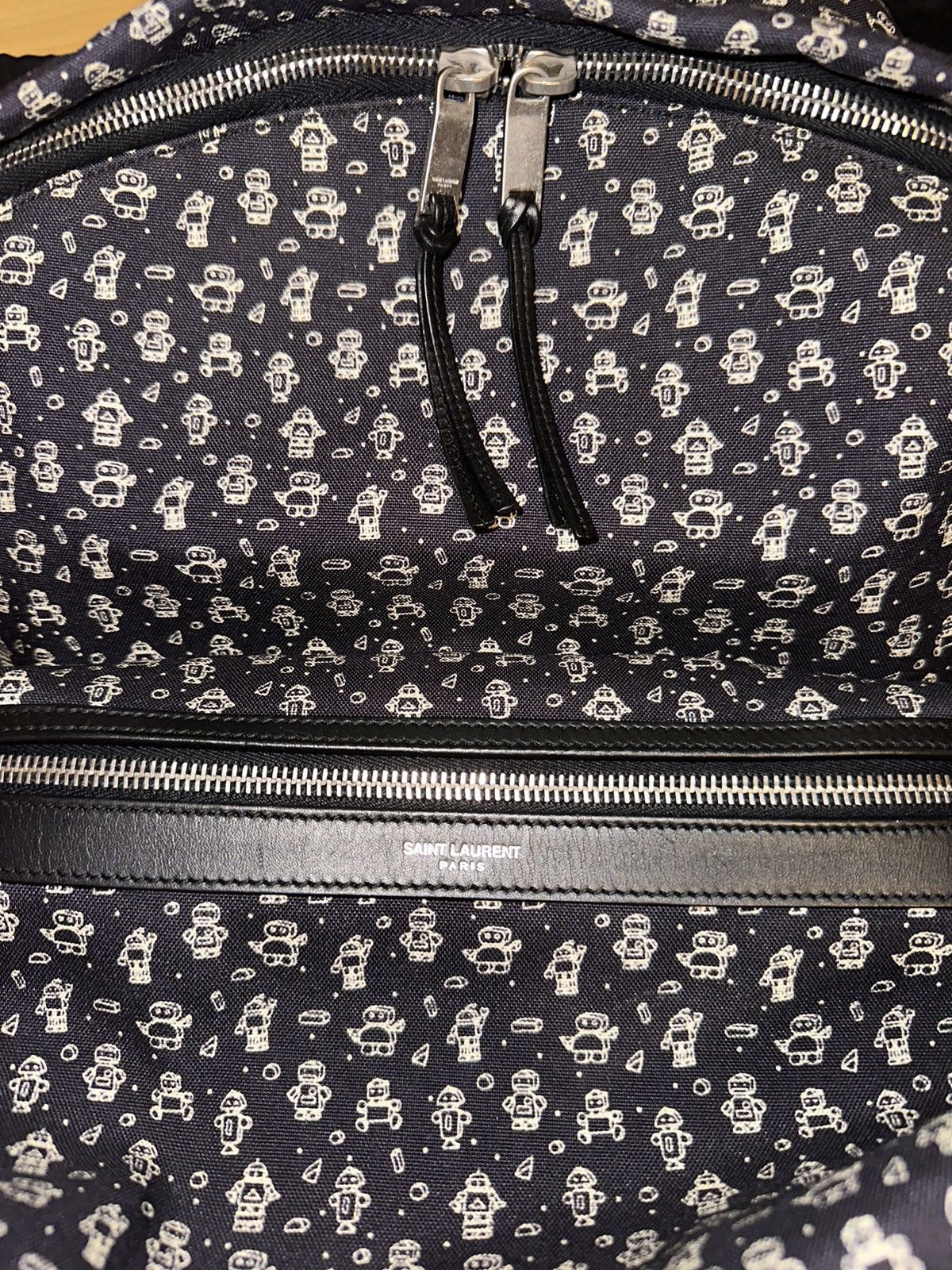 Yves Saint Laurent YSL City Robot-Print Canvas Backpack Size ONE SIZE - 6 Thumbnail