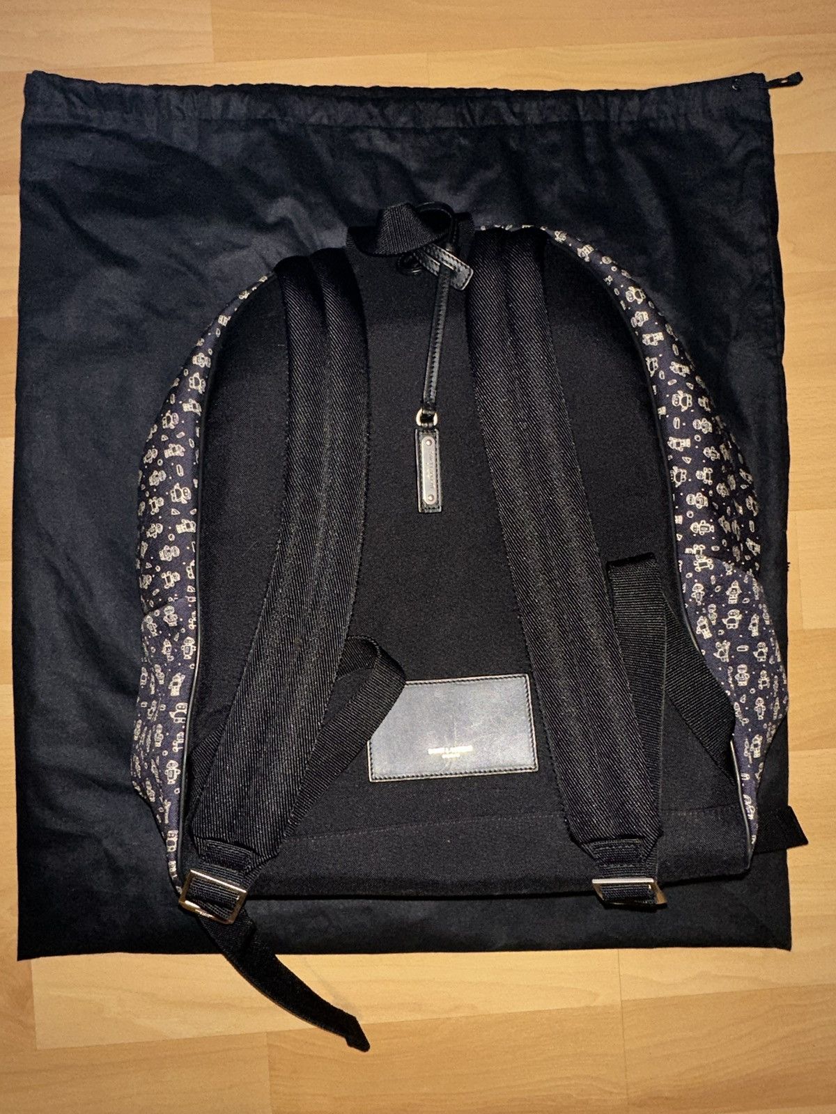 Yves Saint Laurent YSL City Robot-Print Canvas Backpack Size ONE SIZE - 4 Thumbnail