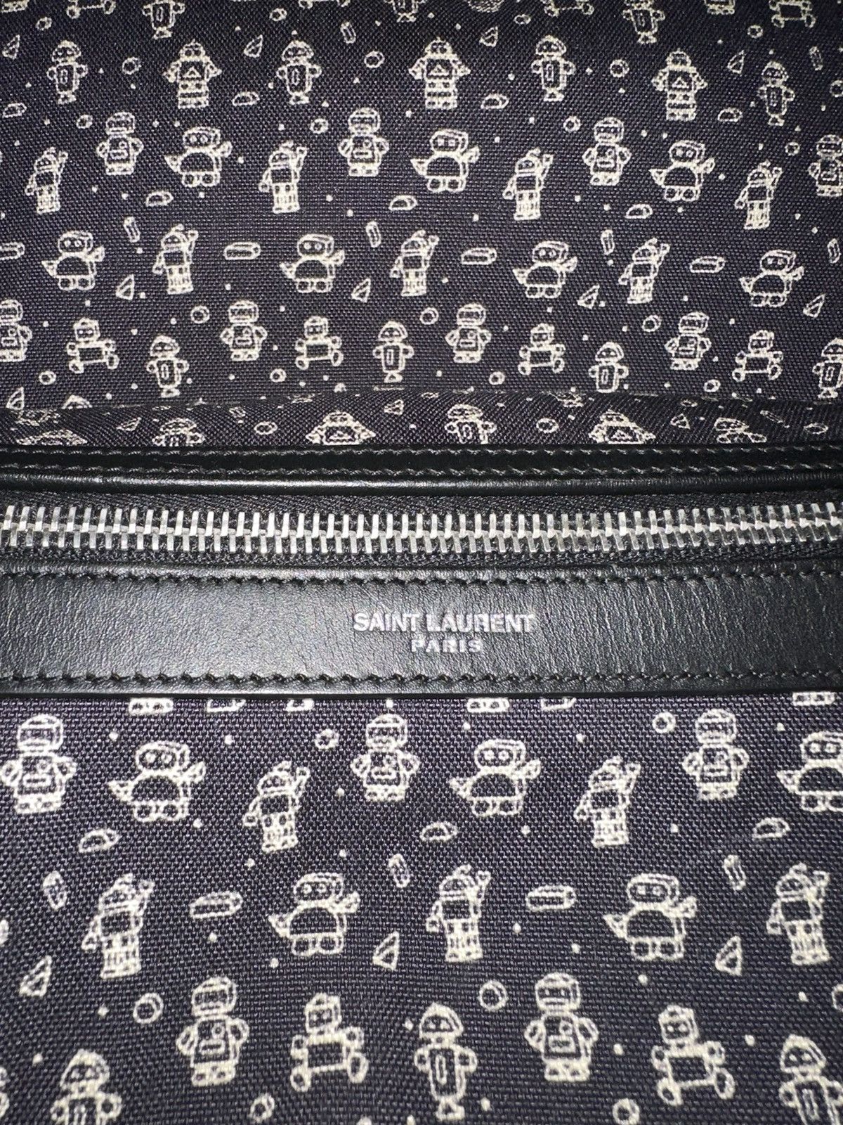 Yves Saint Laurent YSL City Robot-Print Canvas Backpack Size ONE SIZE - 7 Thumbnail