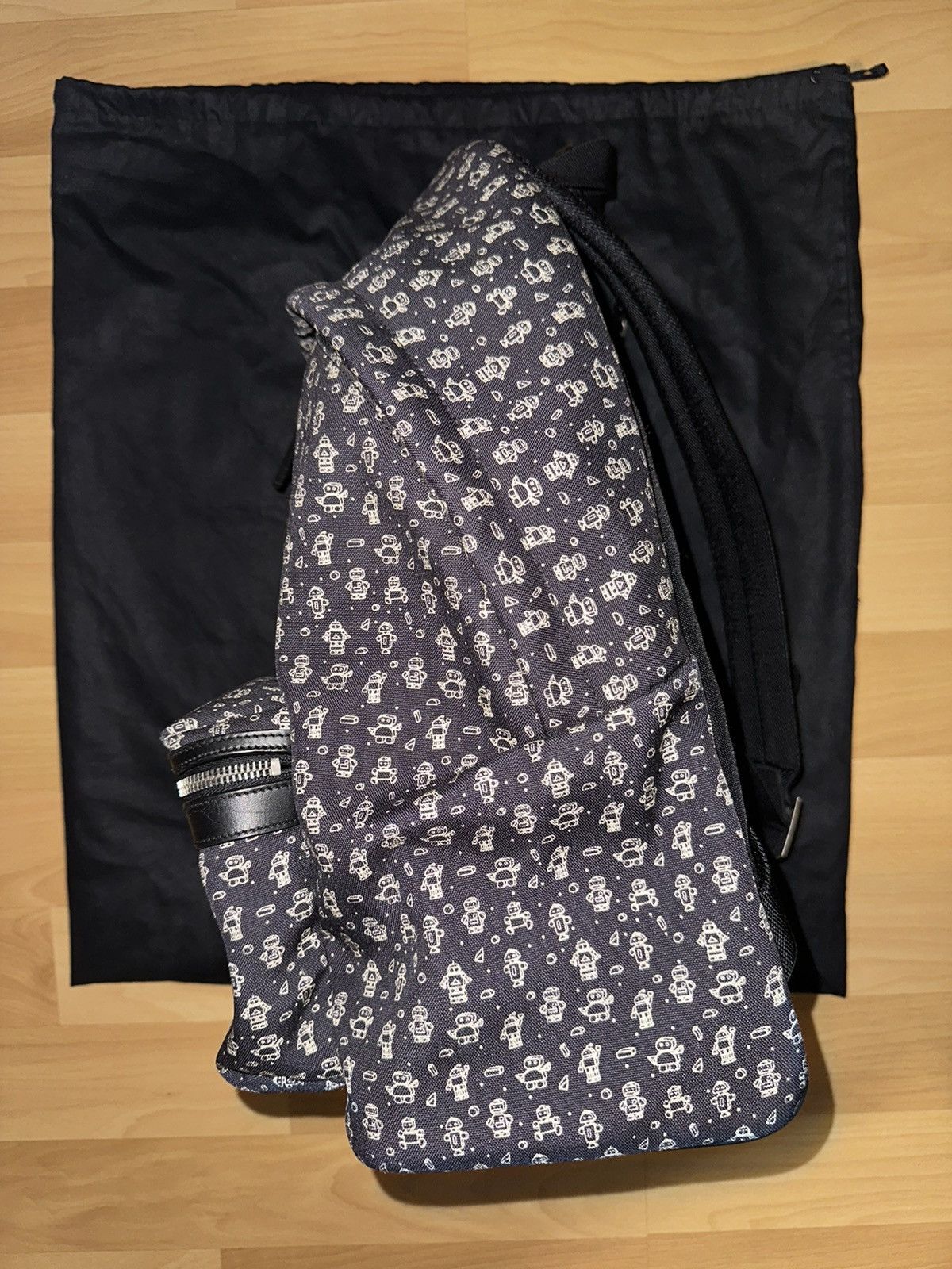 Yves Saint Laurent YSL City Robot-Print Canvas Backpack Size ONE SIZE - 2 Thumbnail