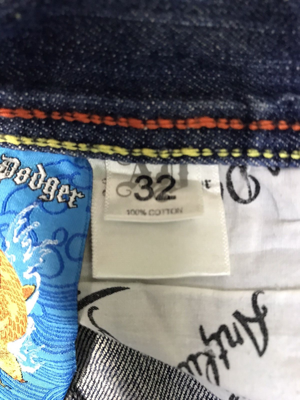 Artful Dodger Sukajan Jeans Artful Dodger Embroidery Koi Dragon Fish Size US 31 - 10 Thumbnail
