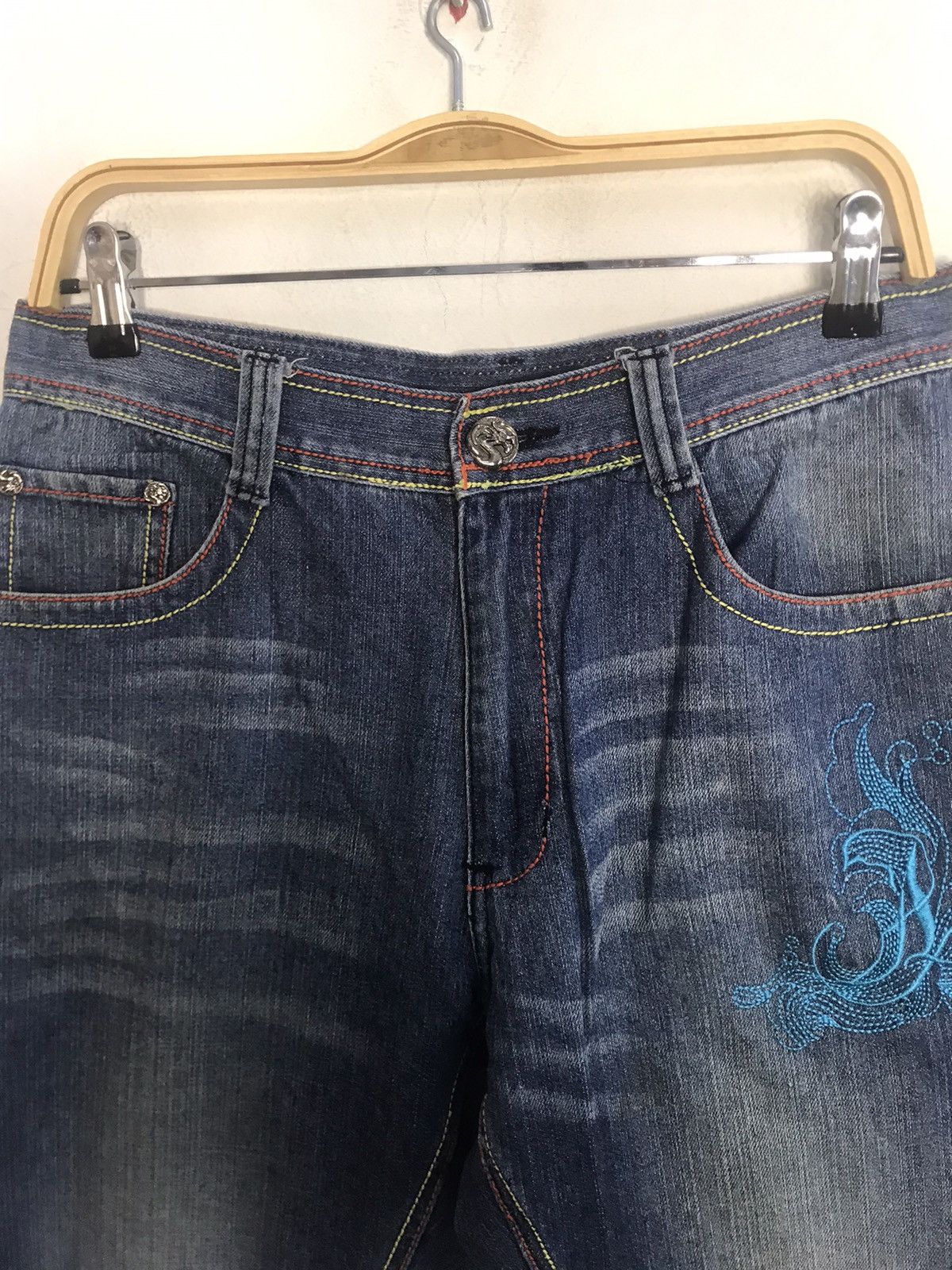 Artful Dodger Sukajan Jeans Artful Dodger Embroidery Koi Dragon Fish Size US 31 - 5 Thumbnail