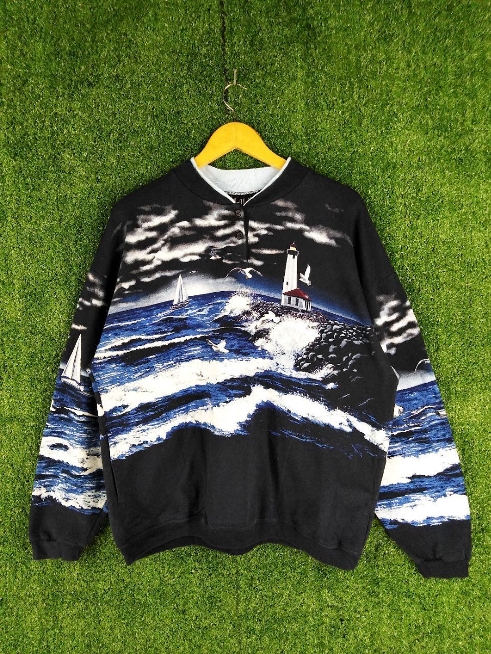Vintage VINTAGE FULLPRINT LIGHT HOUSE SCENERY SWEATSHIRT Size US L / EU 52-54 / 3 - 1 Thumbnail