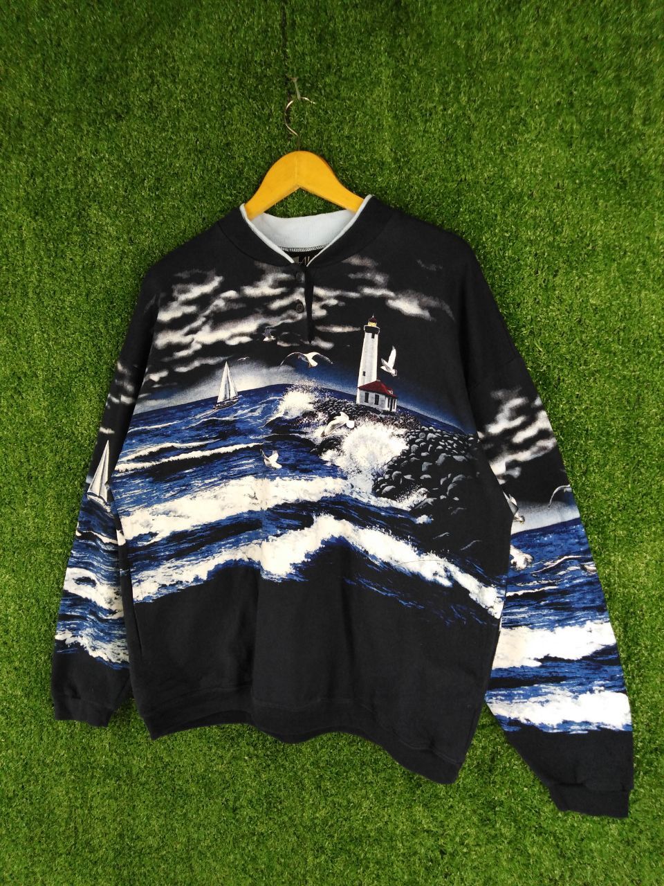 Vintage VINTAGE FULLPRINT LIGHT HOUSE SCENERY SWEATSHIRT Size US L / EU 52-54 / 3 - 4 Thumbnail