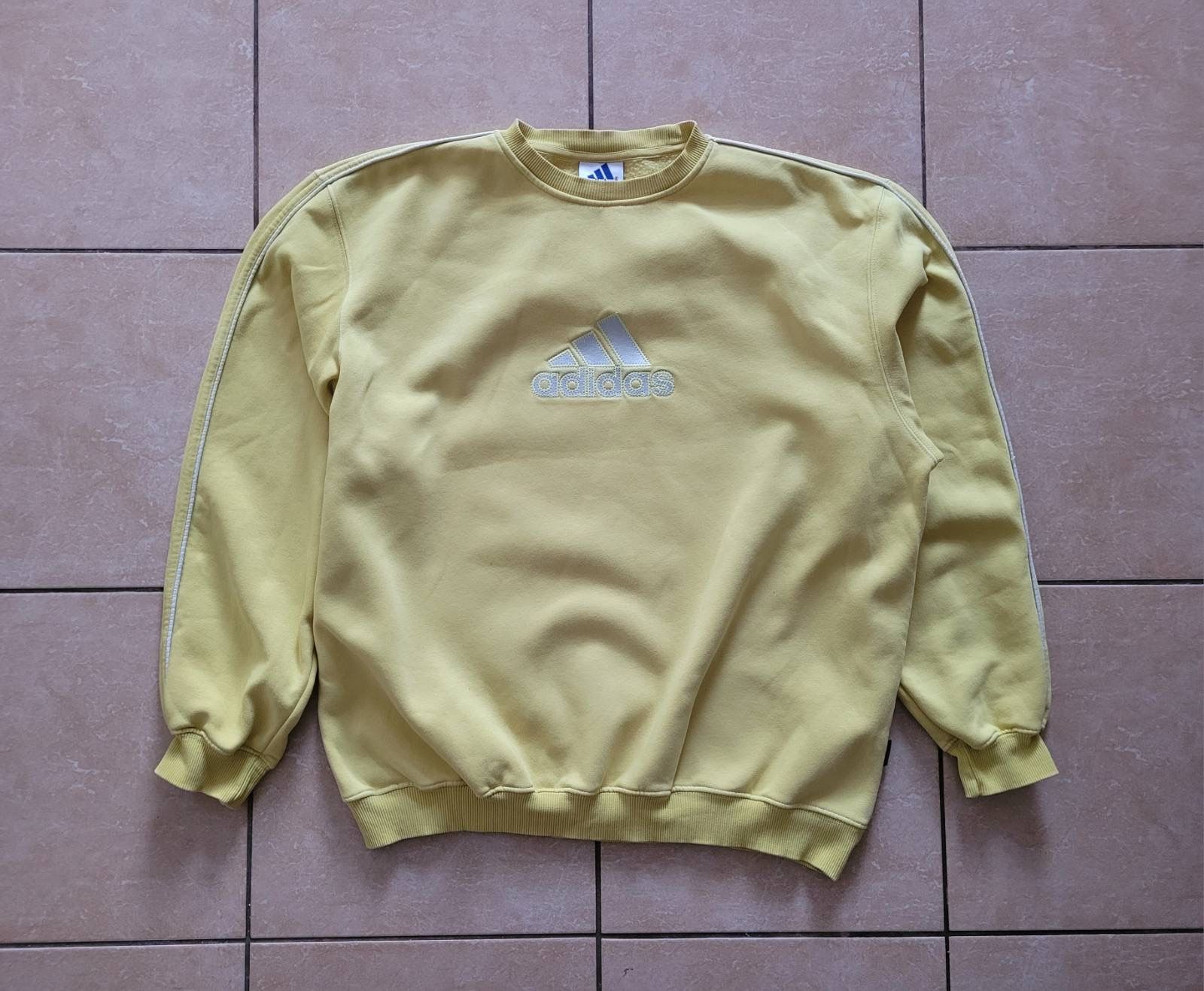 Pre-owned Adidas X Vintage Adidas Embroidered Big Logo Sweatshirt In Yellow