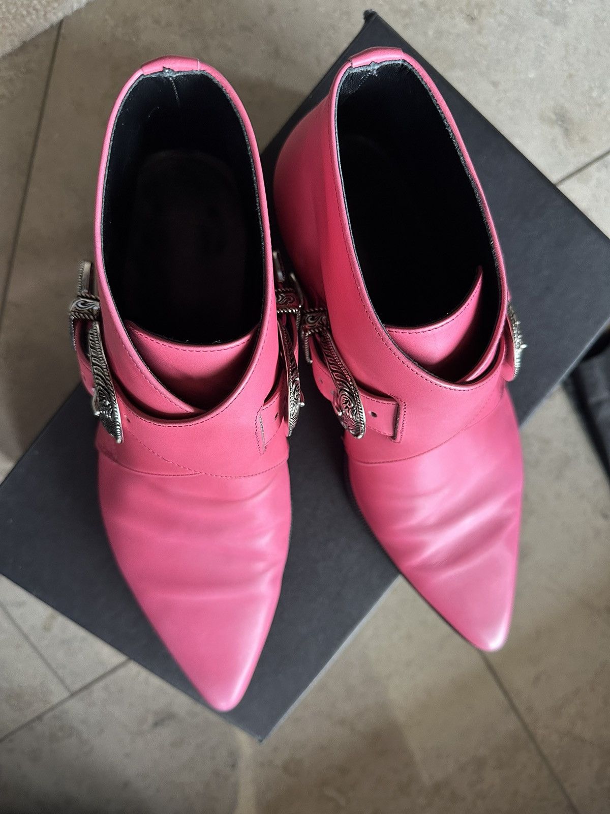 Saint Laurent Paris Grail SS14 Saint Laurent Duckies Pink double buckle Hedi Size US 7 / EU 40 - 22 Thumbnail