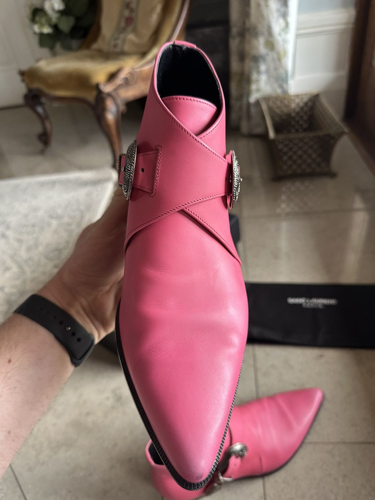 Saint Laurent Paris Grail SS14 Saint Laurent Duckies Pink double buckle Hedi Size US 7 / EU 40 - 11 Thumbnail