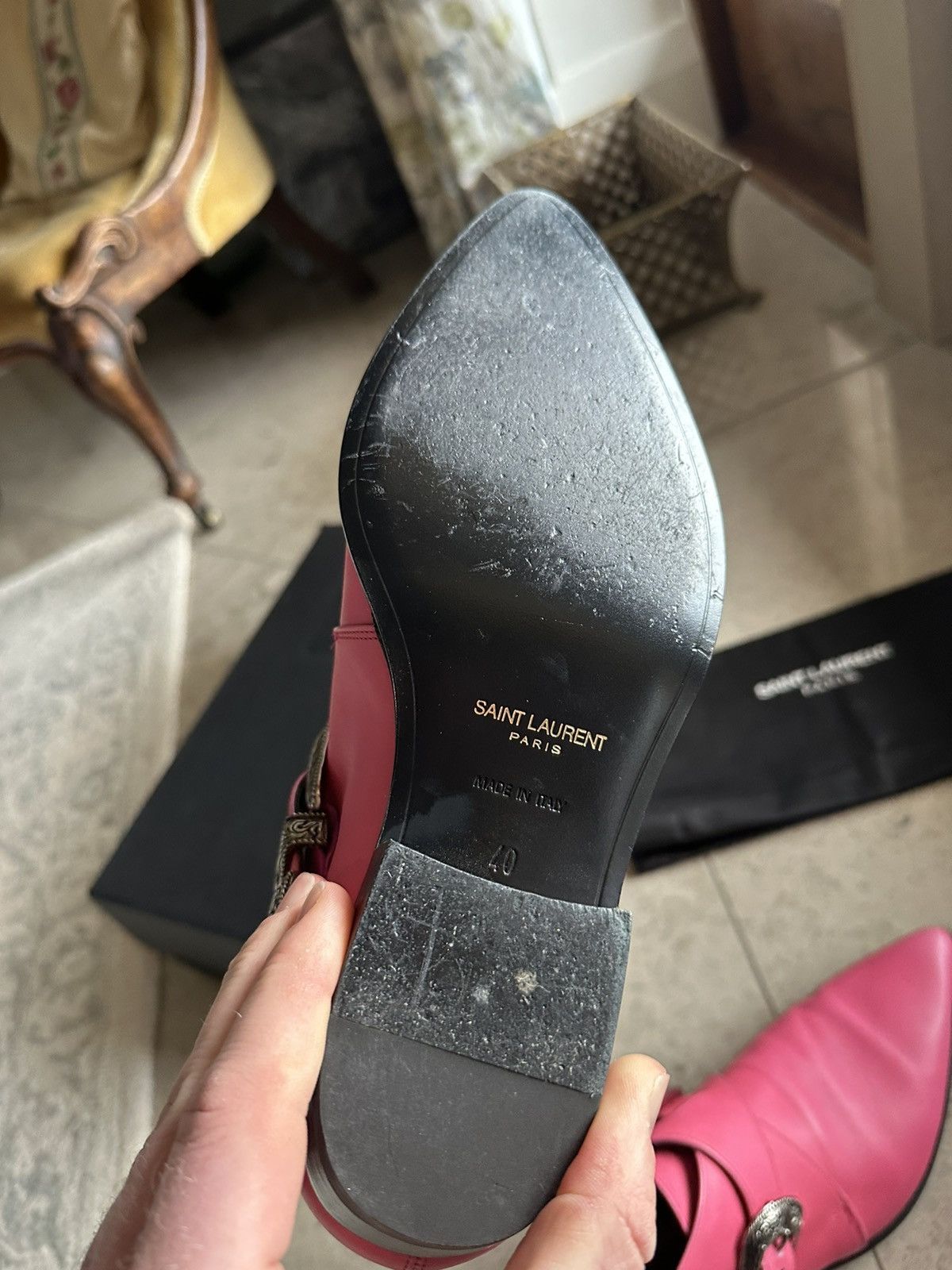 Saint Laurent Paris Grail SS14 Saint Laurent Duckies Pink double buckle Hedi Size US 7 / EU 40 - 14 Thumbnail