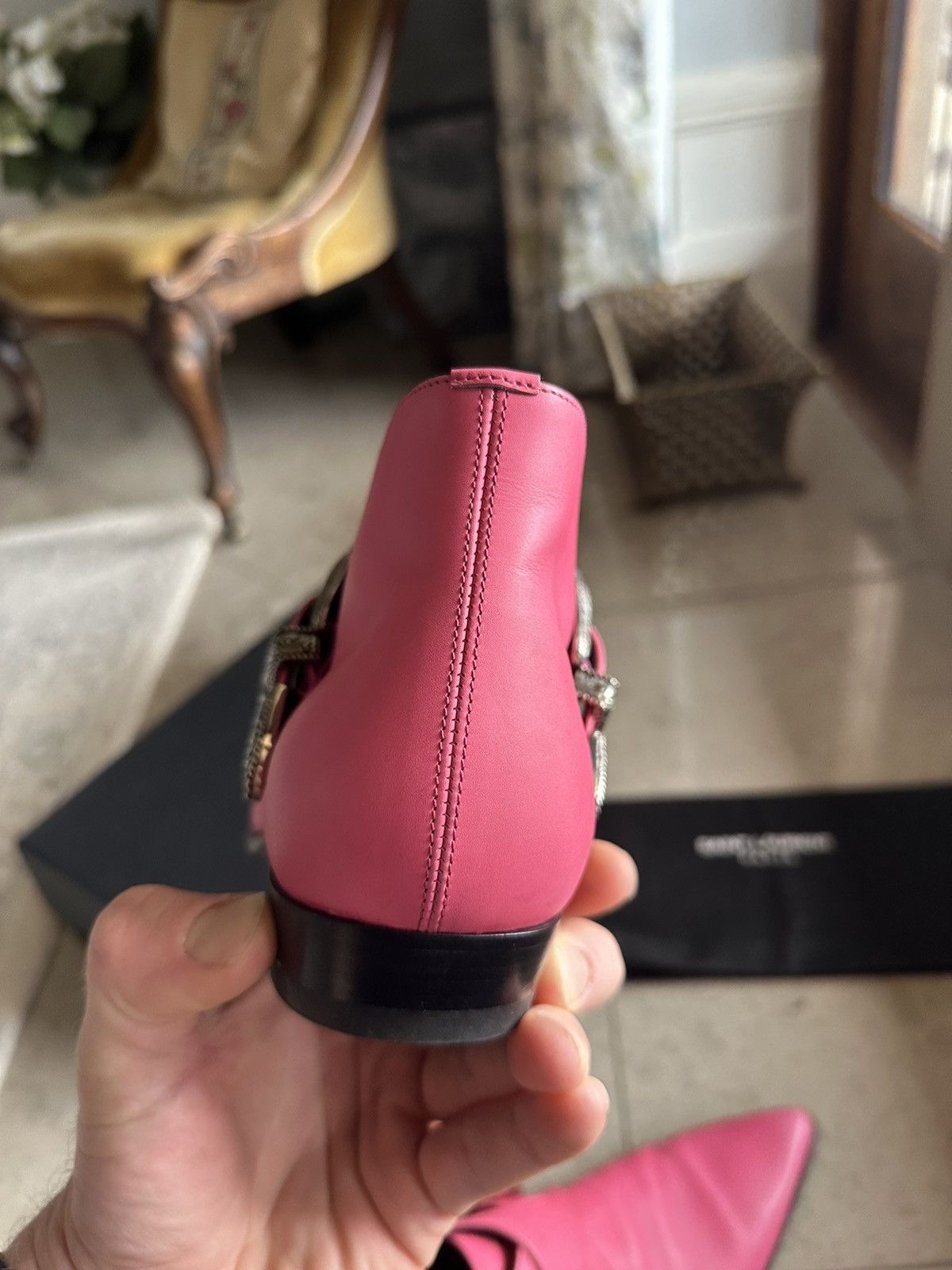 Saint Laurent Paris Grail SS14 Saint Laurent Duckies Pink double buckle Hedi Size US 7 / EU 40 - 13 Thumbnail