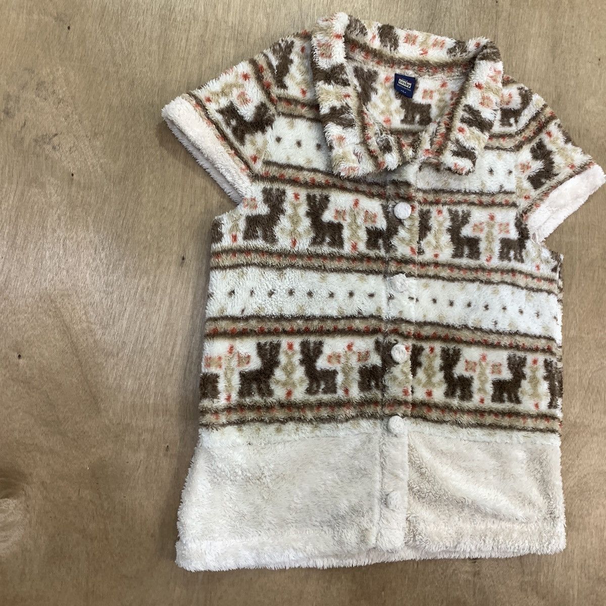 Aran Isles Knitwear × Japanese Brand × Northern Isles GERRY COSBY Vintage Fair Isle Fur Fleece Navajo Vest Jacket Size US M / EU 48-50 / 2 - 6 Thumbnail