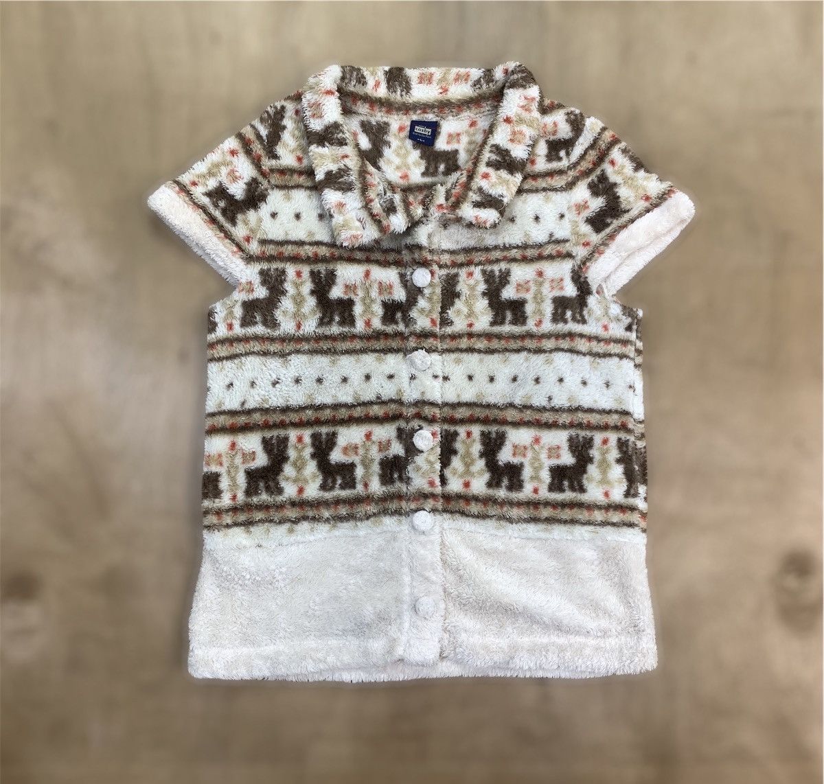 Aran Isles Knitwear × Japanese Brand × Northern Isles GERRY COSBY Vintage Fair Isle Fur Fleece Navajo Vest Jacket Size US M / EU 48-50 / 2 - 1 Thumbnail
