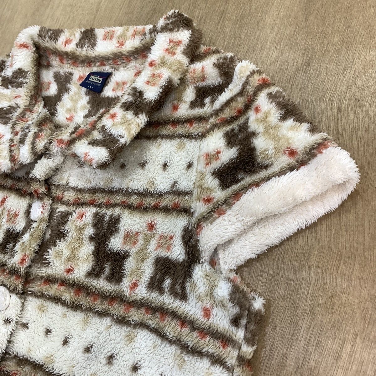 Aran Isles Knitwear × Japanese Brand × Northern Isles GERRY COSBY Vintage Fair Isle Fur Fleece Navajo Vest Jacket Size US M / EU 48-50 / 2 - 9 Thumbnail