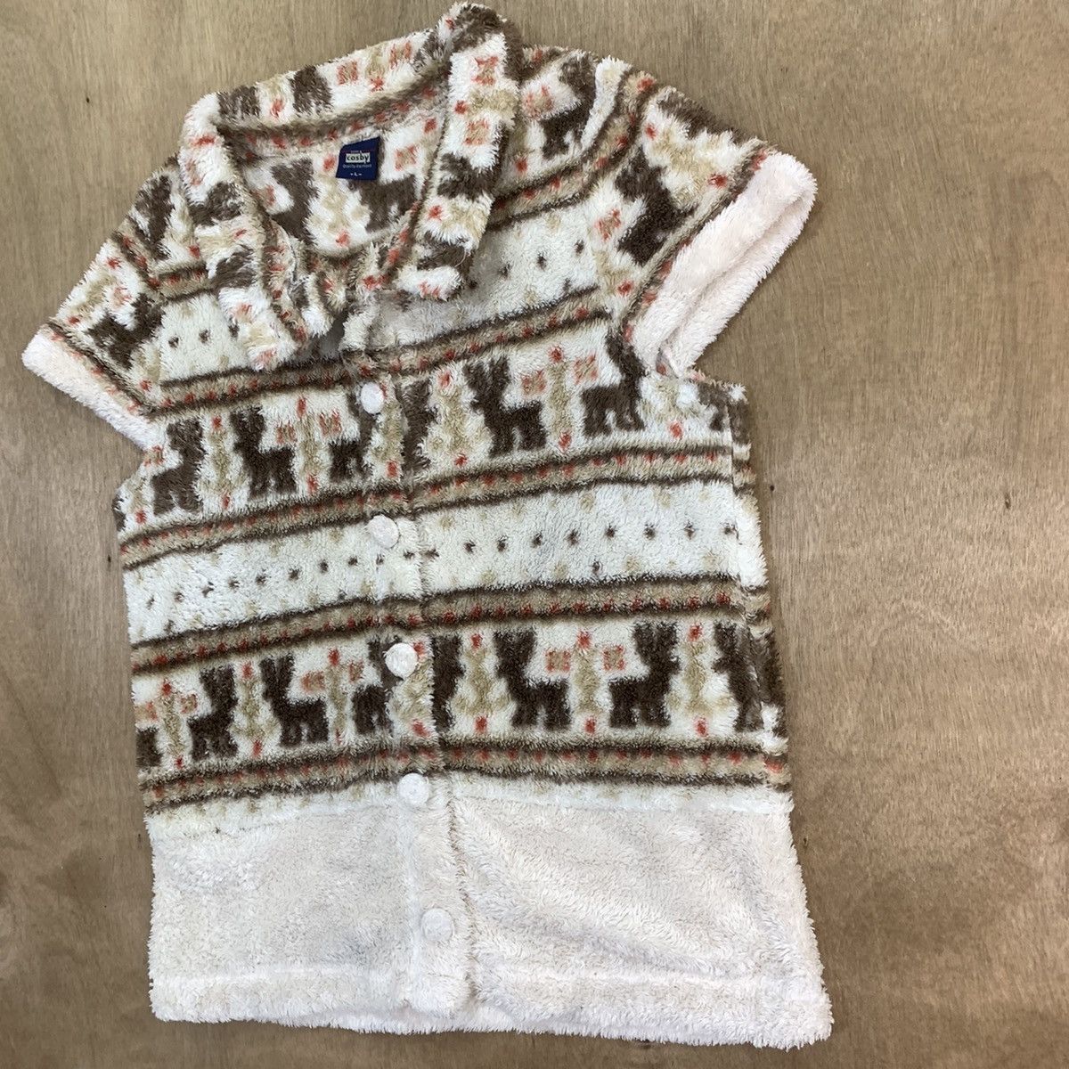 Aran Isles Knitwear × Japanese Brand × Northern Isles GERRY COSBY Vintage Fair Isle Fur Fleece Navajo Vest Jacket Size US M / EU 48-50 / 2 - 7 Thumbnail