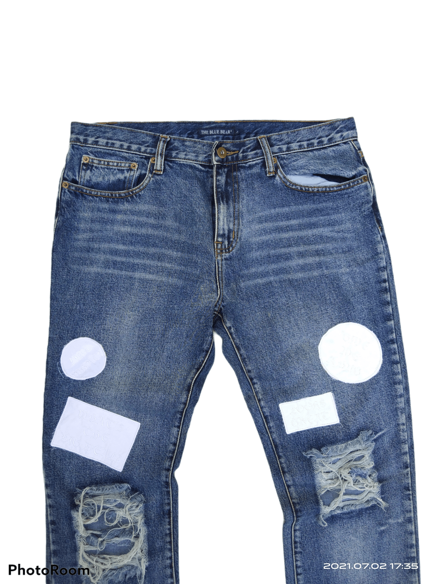 Japanese Brand JAPANESE BRAND DiSTRESSED PACTHWORK THE BLUE BEAR PANTS Size US 34 / EU 50 - 3 Thumbnail