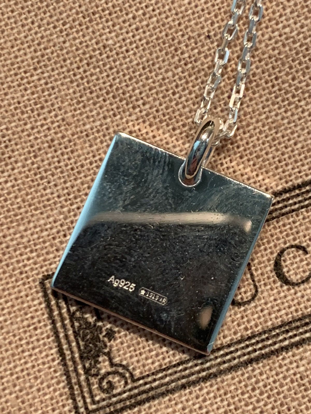 Designer × Gucci × Sterling Silver *RARE* New Gucci Sterling Silver Square Logo Necklace Size ONE SIZE - 3 Thumbnail