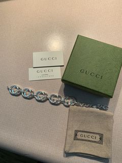 Gucci Bracelet Icon 5 Charm SV Sterling Silver 925 Bangle Chain Dog Tag G  Bamboo Women's Men's GUCCI