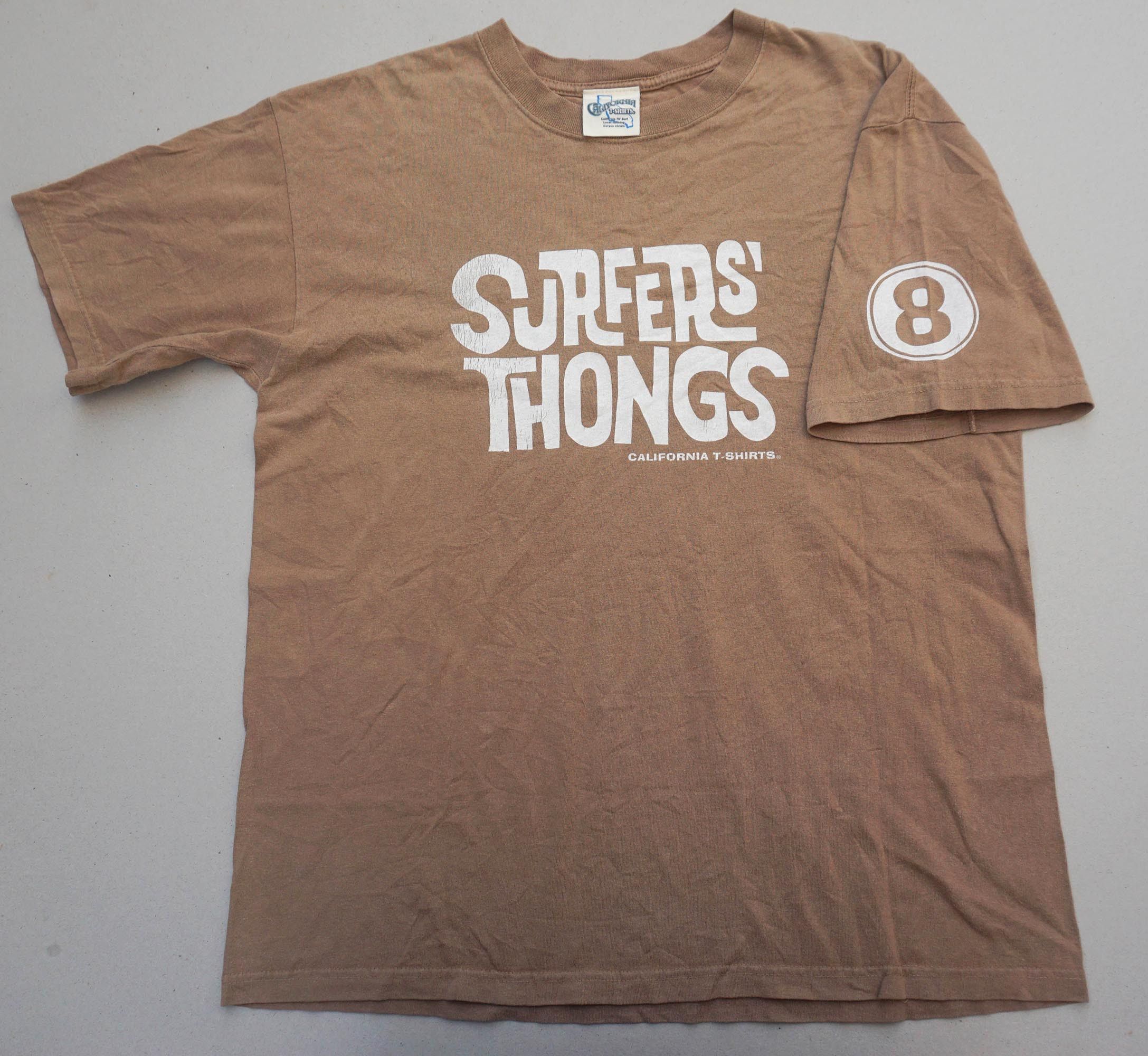 image of Surf Style x Vintage California 70's Surf Spellout Typography Graphic T-Shirt in Brown (Size Medium